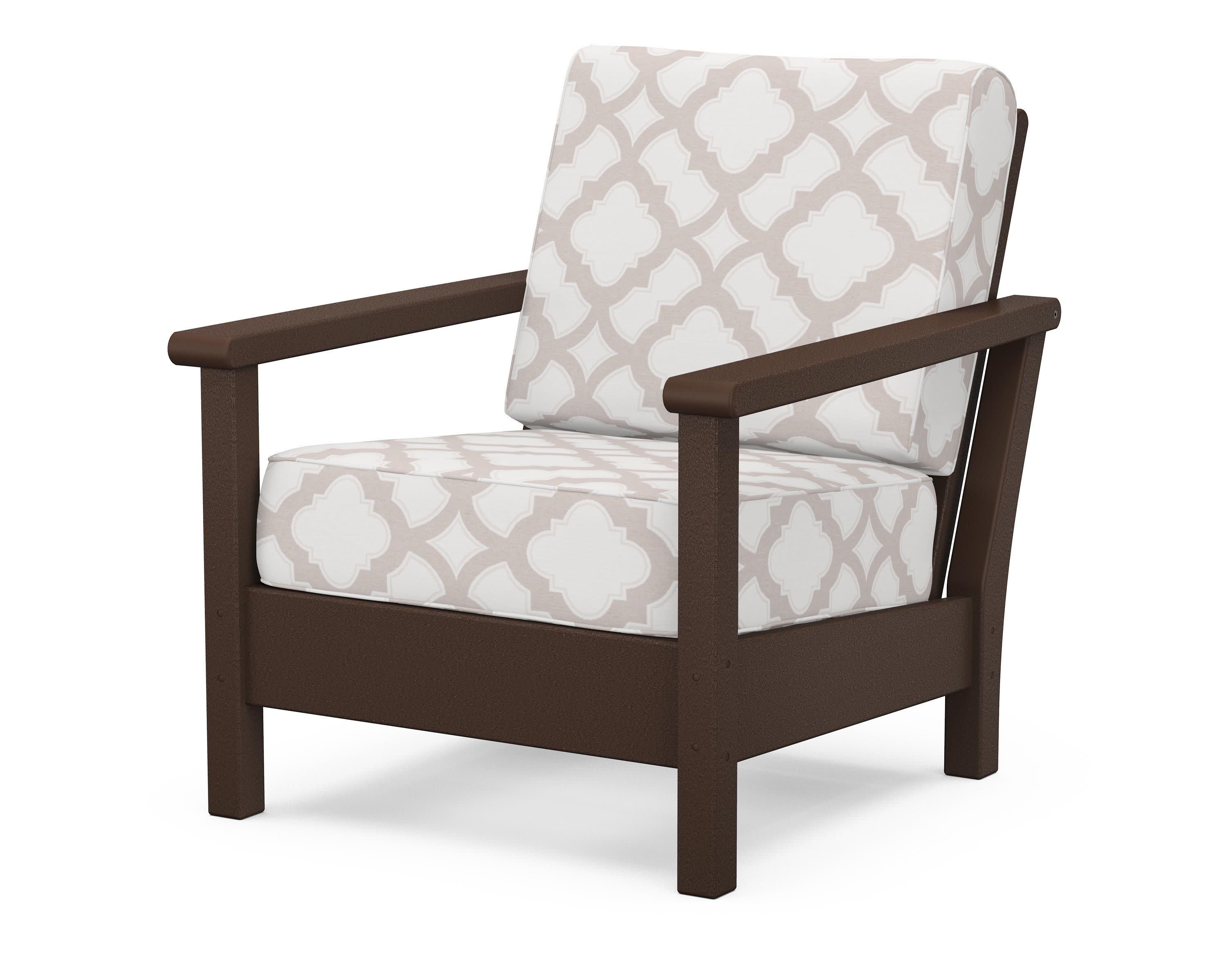 Harbour Deep Seating Chair in Mahogany / Trellis Dune Burlap