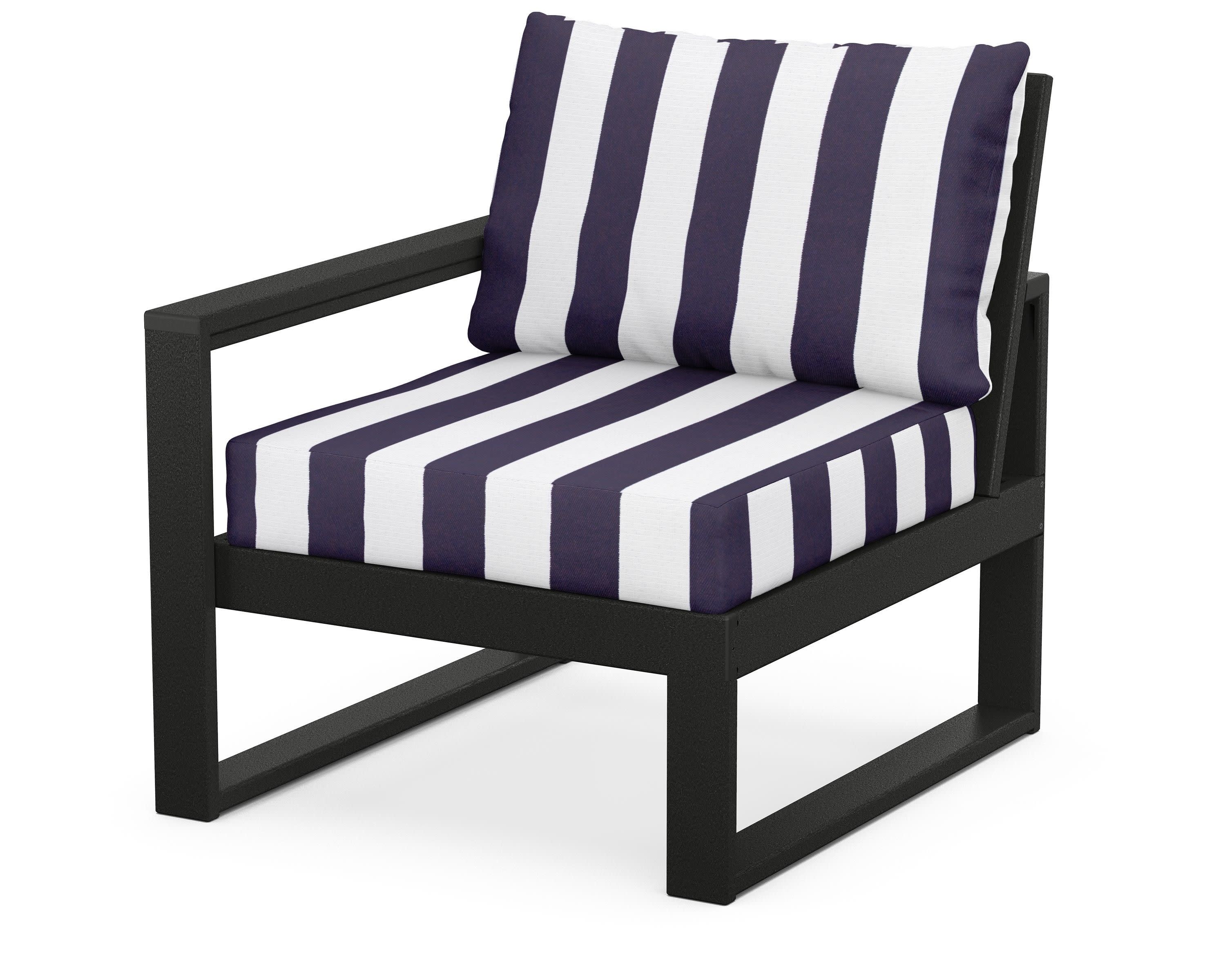 EDGE Modular Left Arm Chair in Black / Cabana Stripe Navy
