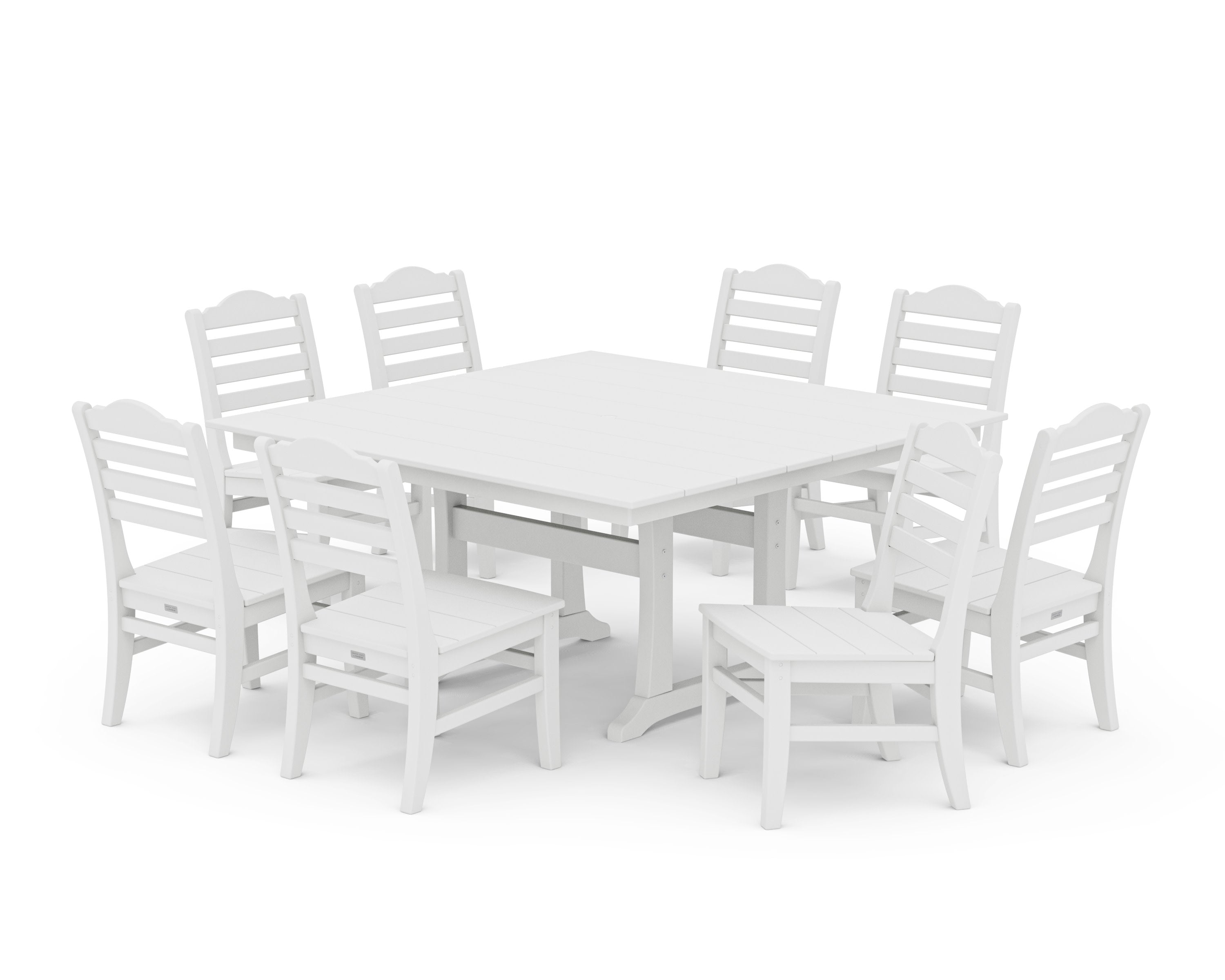 Savannah Side Chair 9-Piece Square Farmhouse Dining Set with Trestle Legs in White