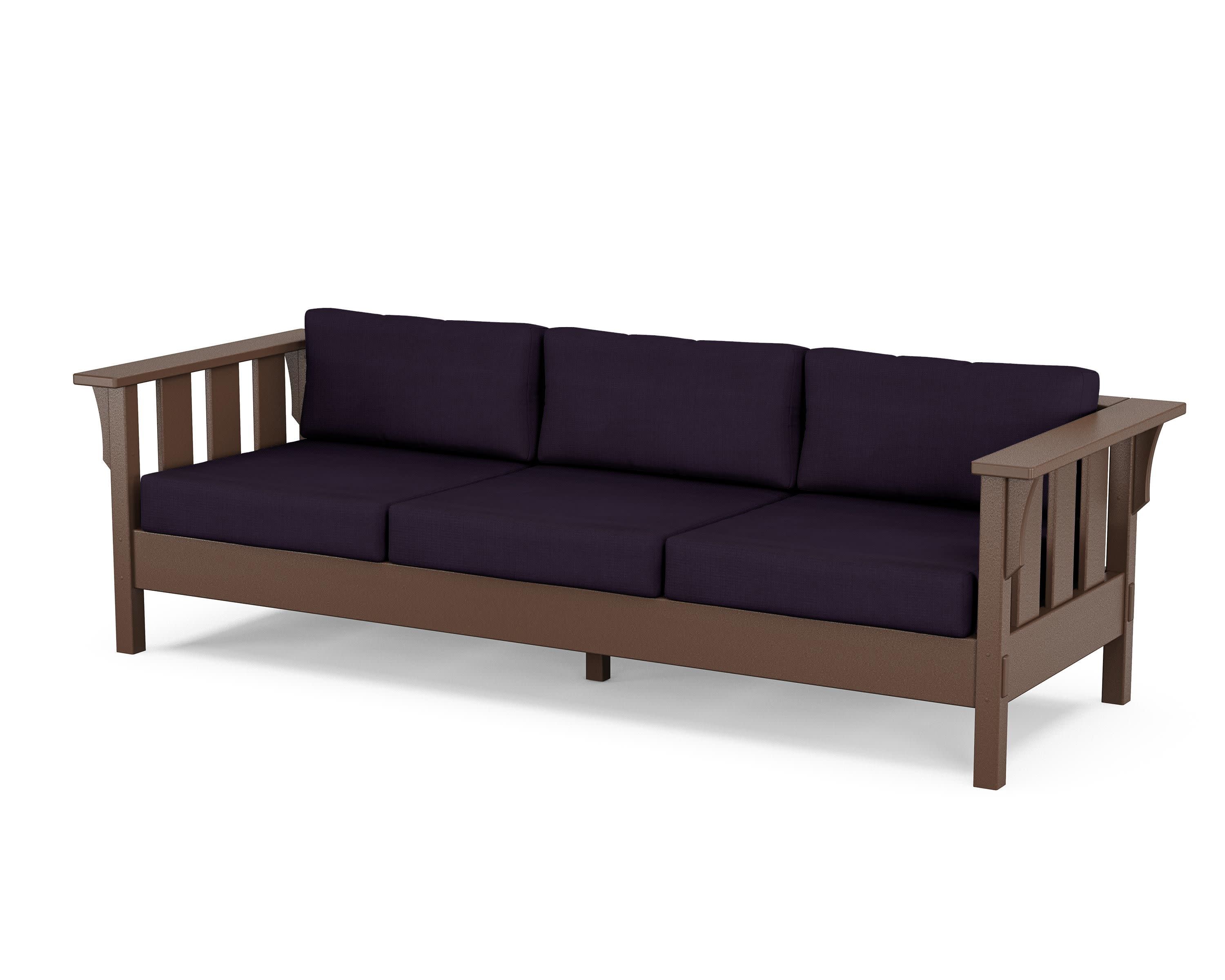 Acadia Deep Seating Sofa in Mahogany / Navy Linen