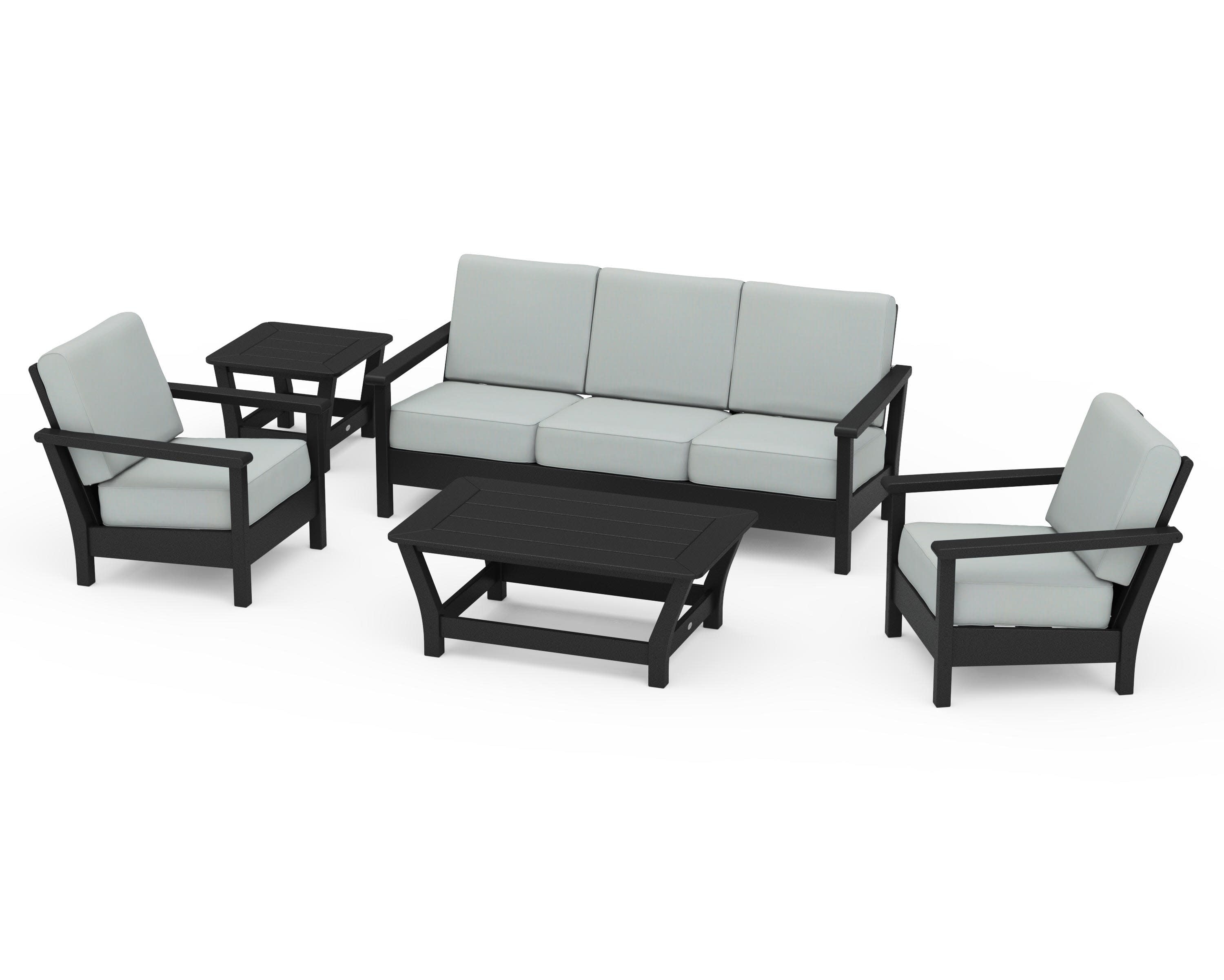 Harbour 5-Piece Deep Seating Set in Black / Spa