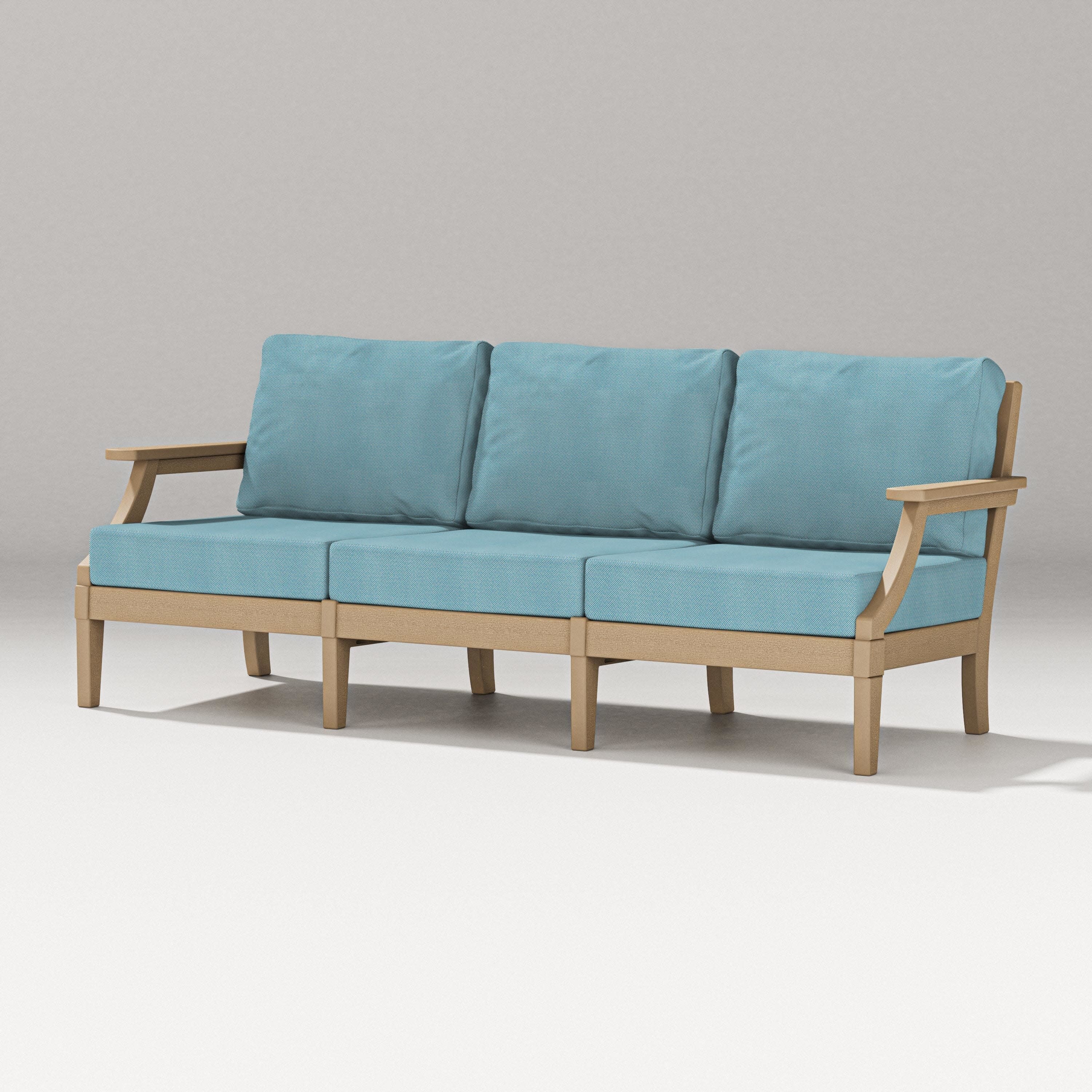 Estate Sofa in Vintage Sahara / Lattice Sky Blue