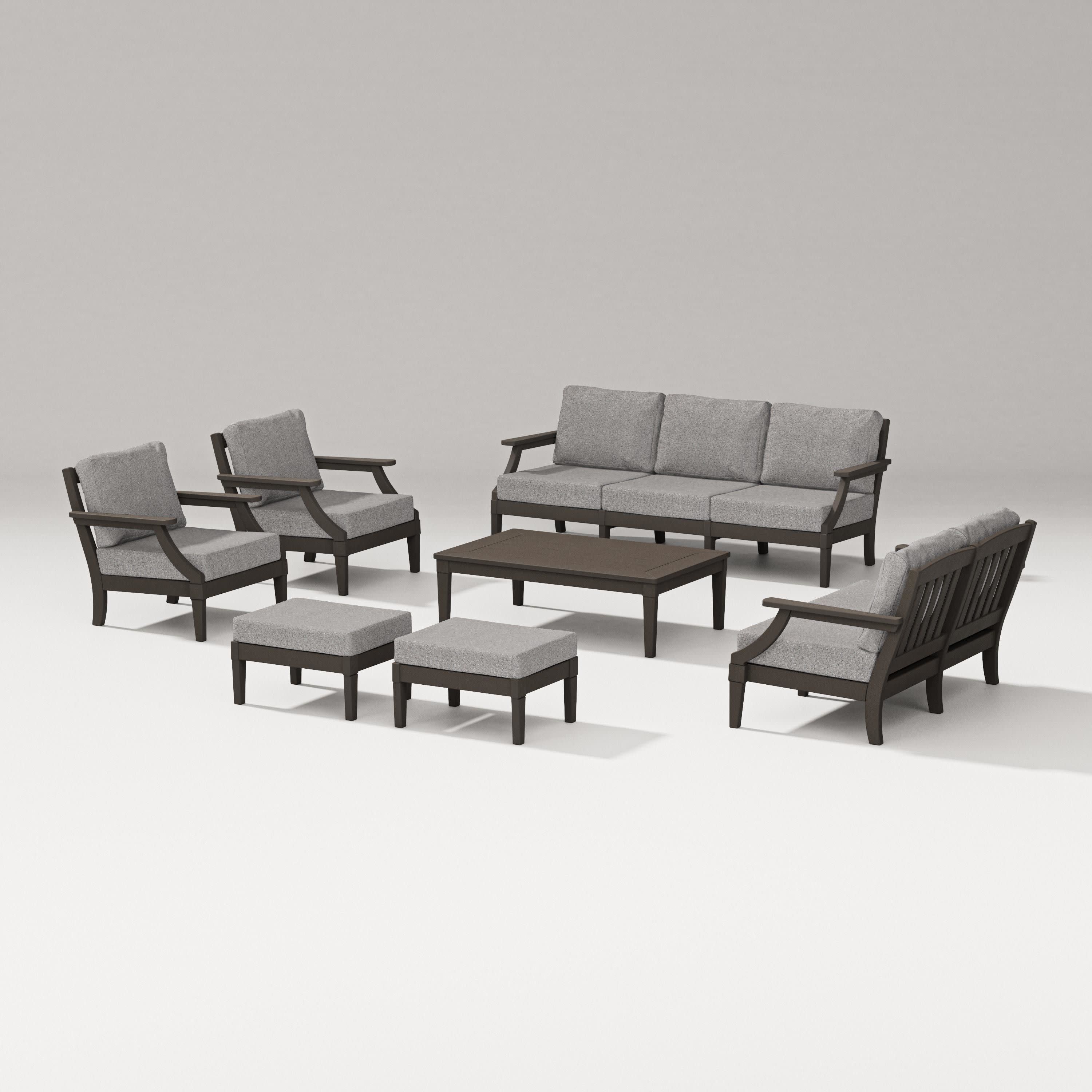 Estate 7-Piece Lounge Sofa Set in Vintage Coffee / Grey Mist