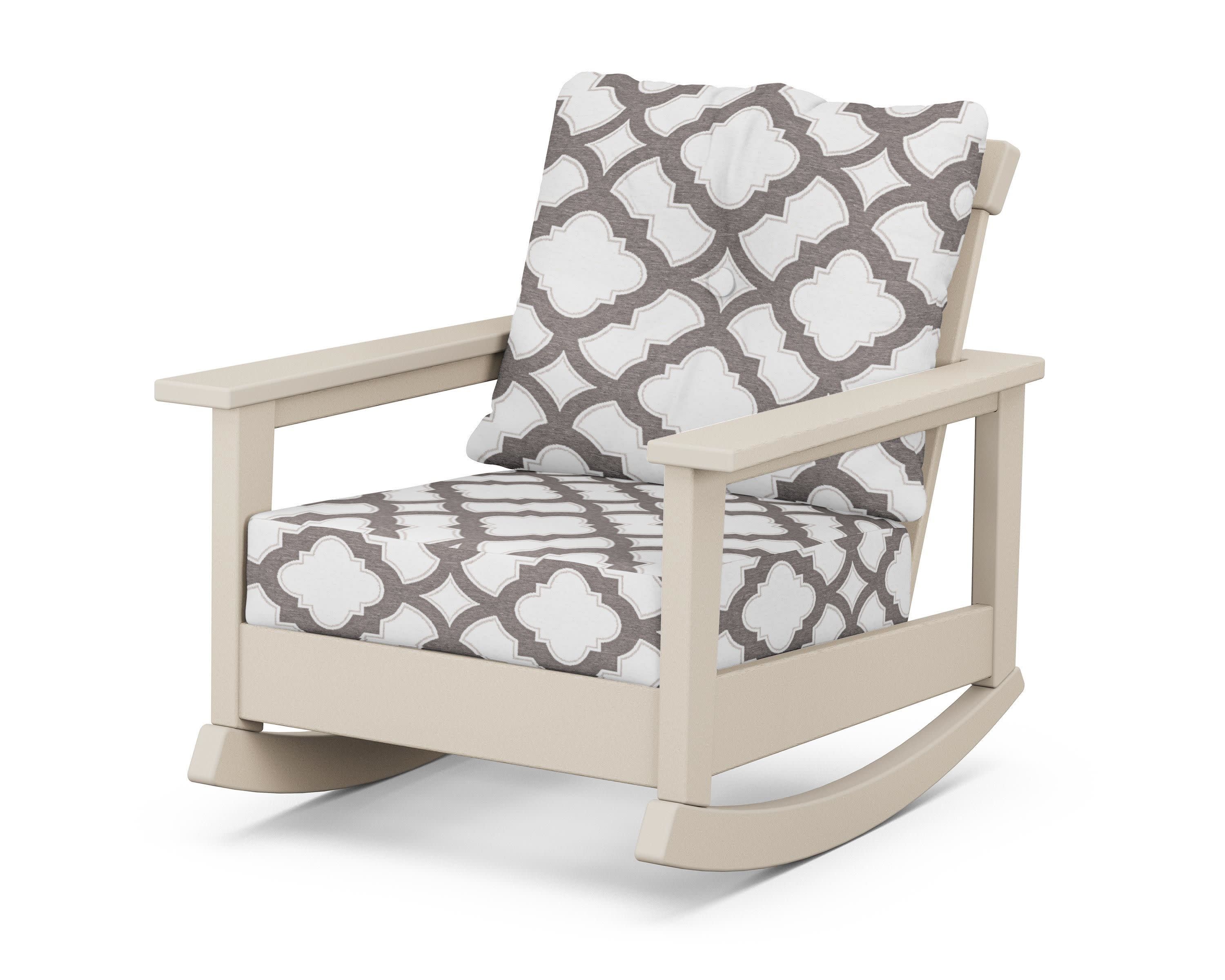 Prescott Deep Seating Rocking Chair in Sand / Trellis Grey Mist