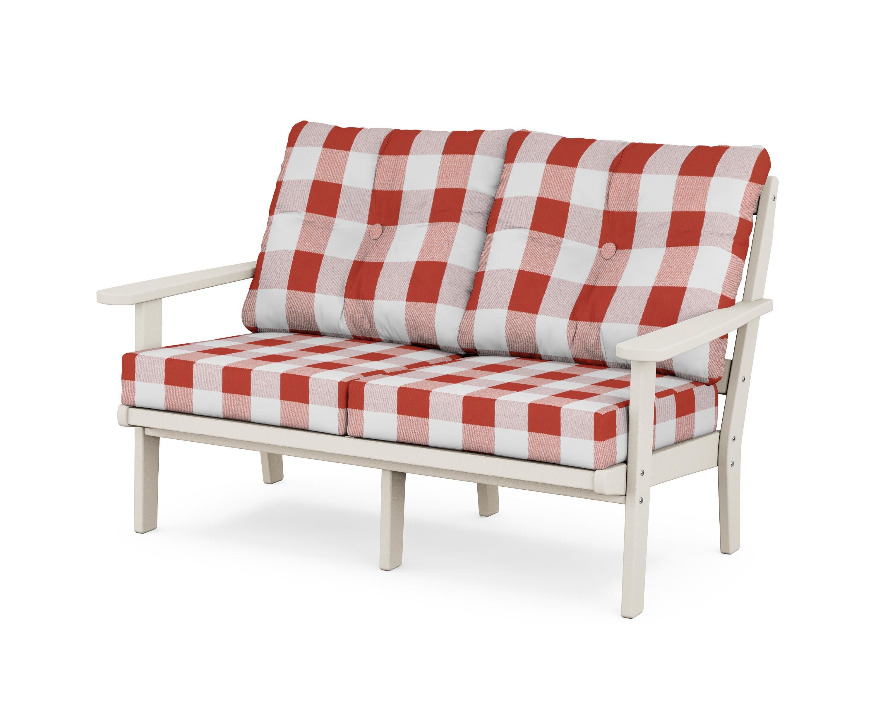 Mission Deep SeatingLoveseat in Sand / Buffalo Plaid Crimson