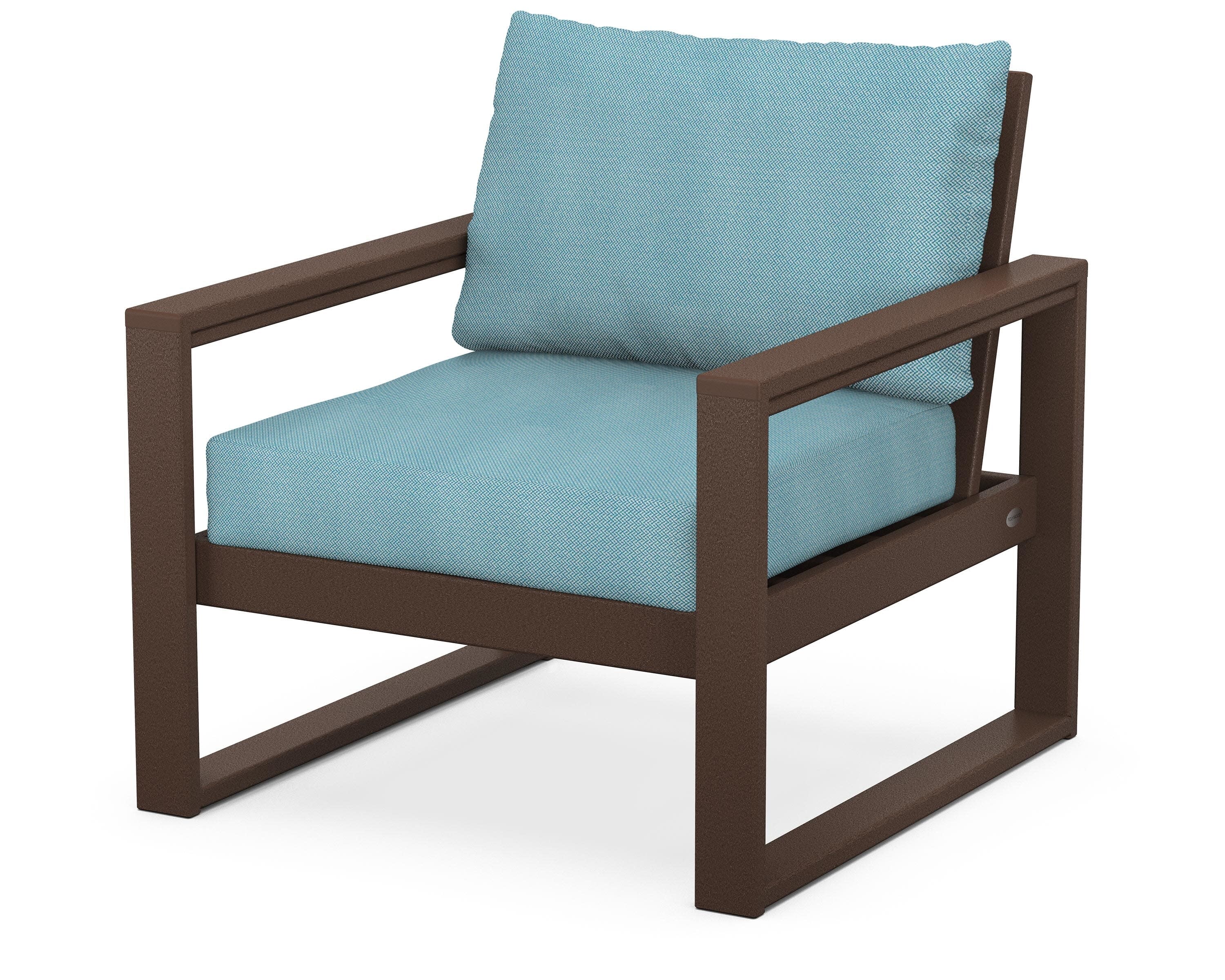 EDGE Club Chair in Mahogany / Lattice Sky Blue
