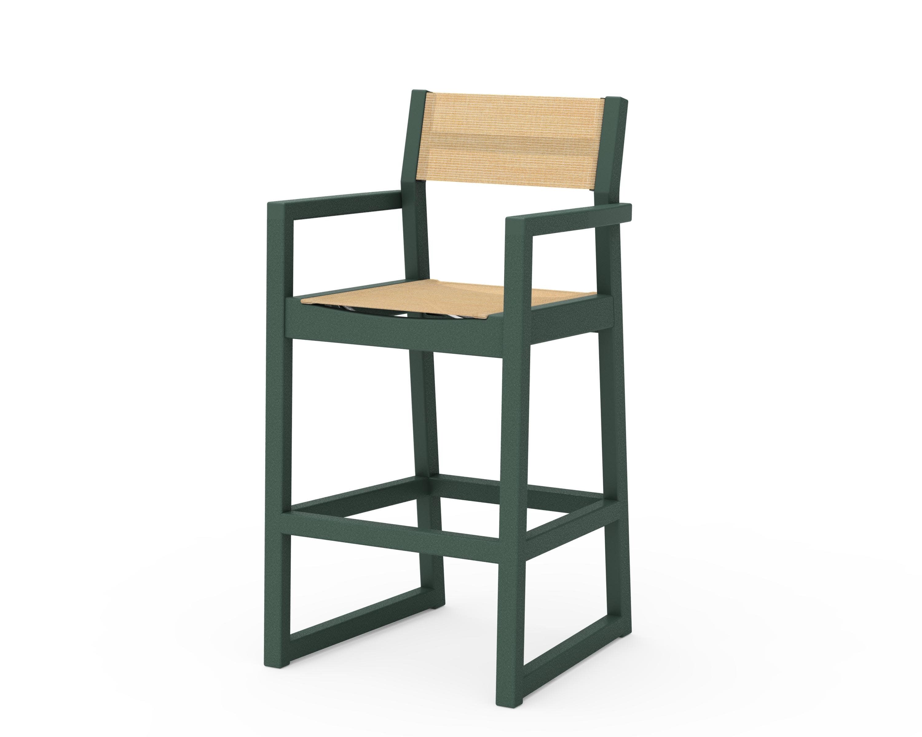 EDGE Sling Bar Arm Chair in Green / Dupioni Apricot Sling