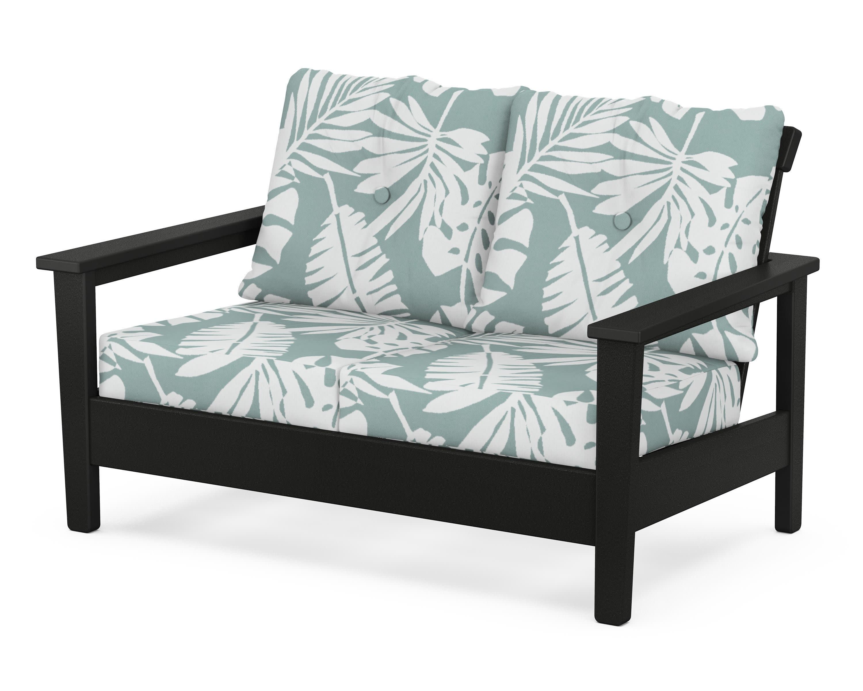 Prescott Deep Seating Loveseat in Black / Leaf Glacier Spa