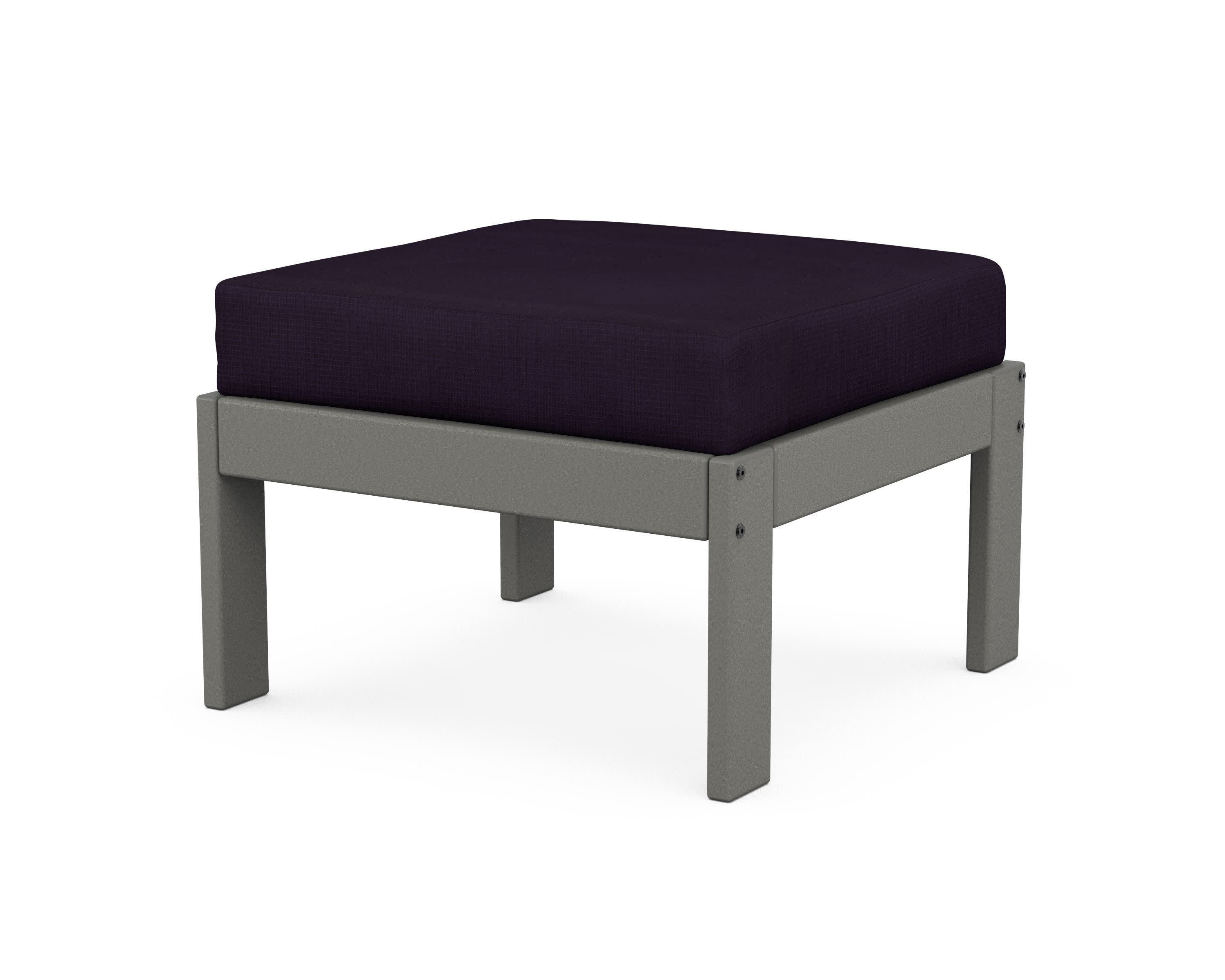Vineyard Modular Ottoman in Slate Grey / Navy Linen