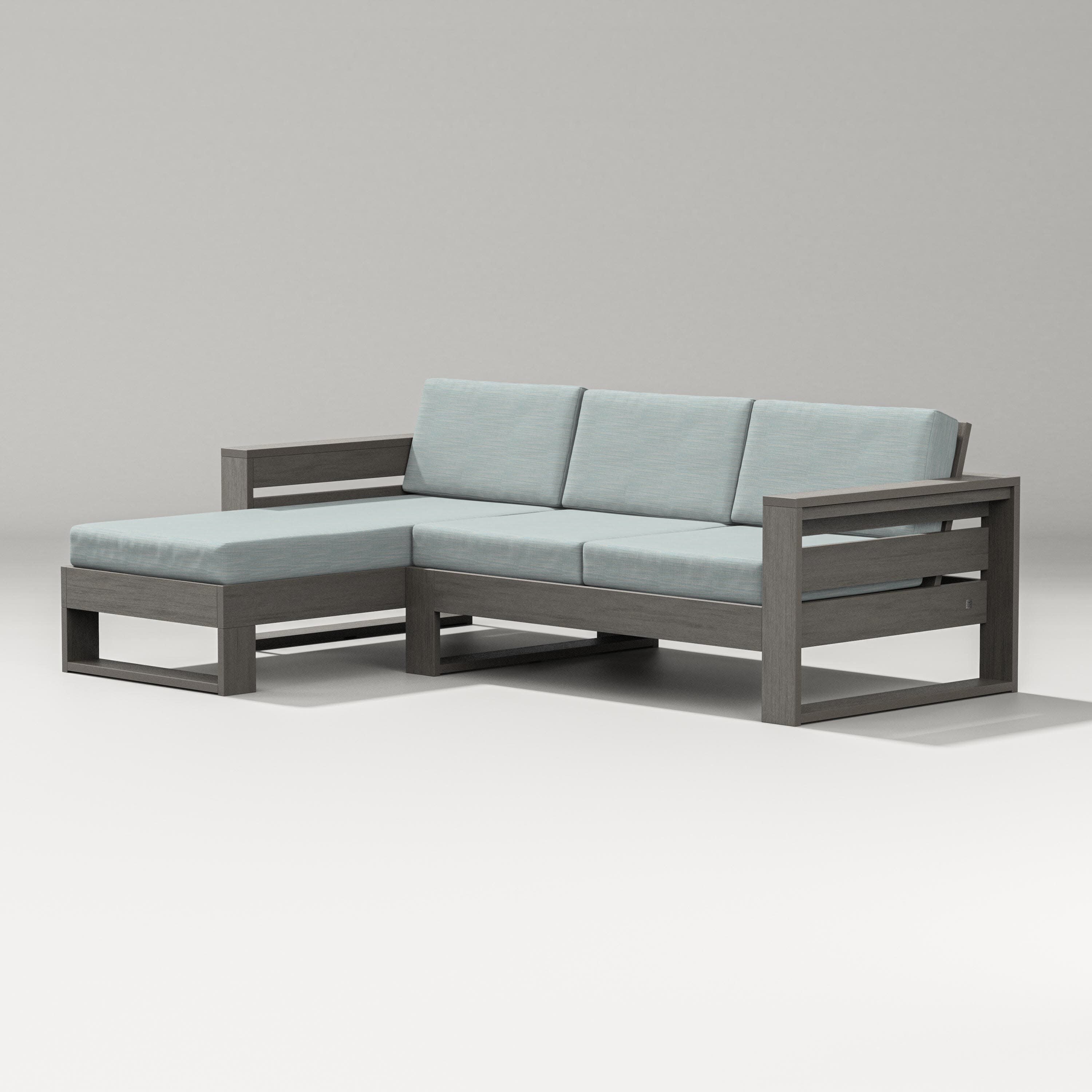Latitude Left Chaise Sectional in Driftwood / Soothe Mist