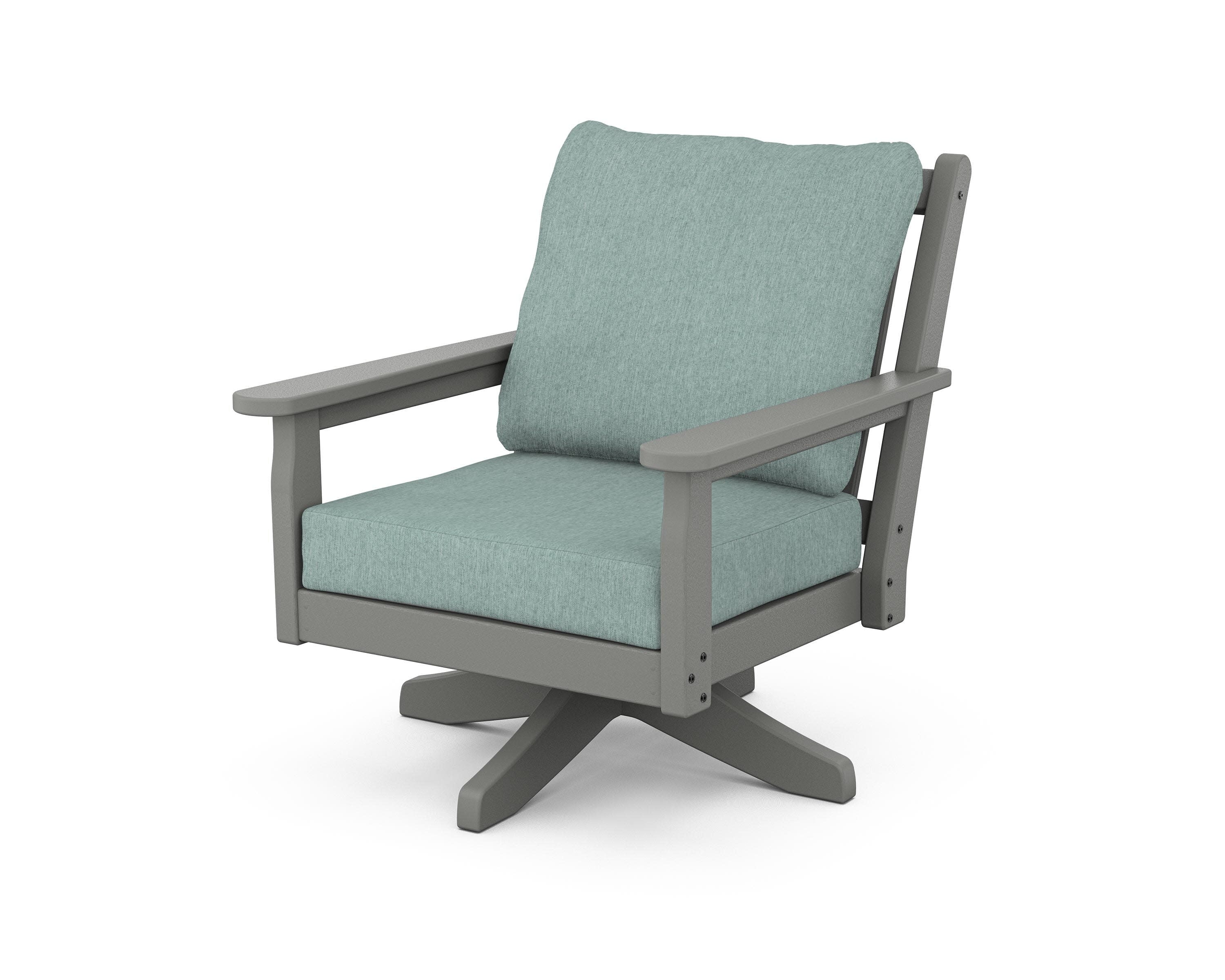 Chippendale Deep Seating Swivel Chair in Slate Grey / Glacier Spa