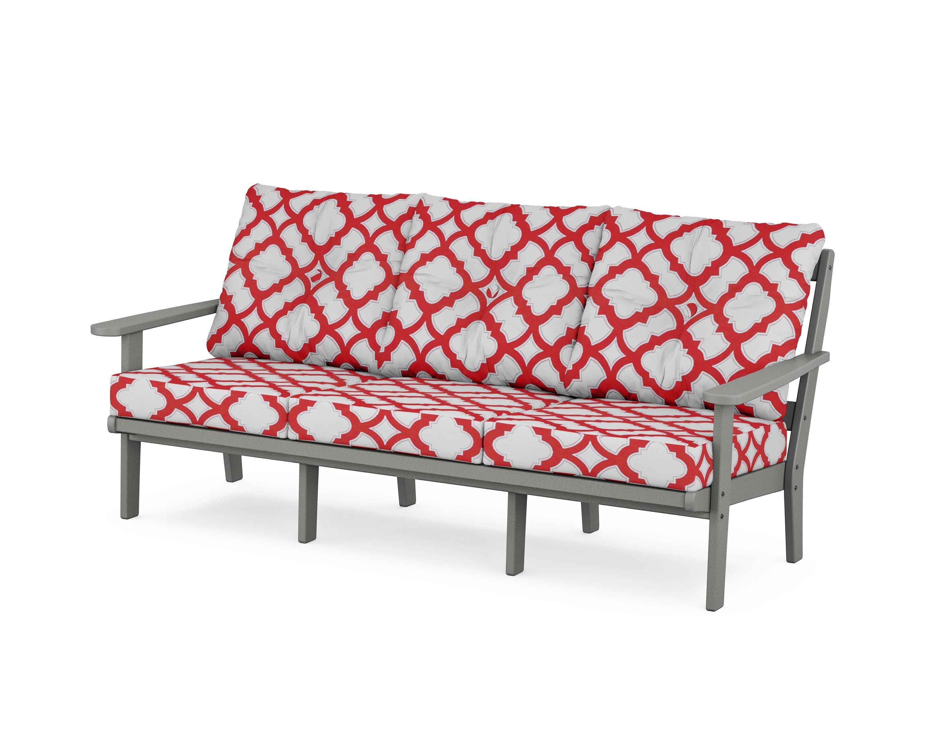 Mission Deep Seating Sofa in Slate Grey / Trellis Crimson
