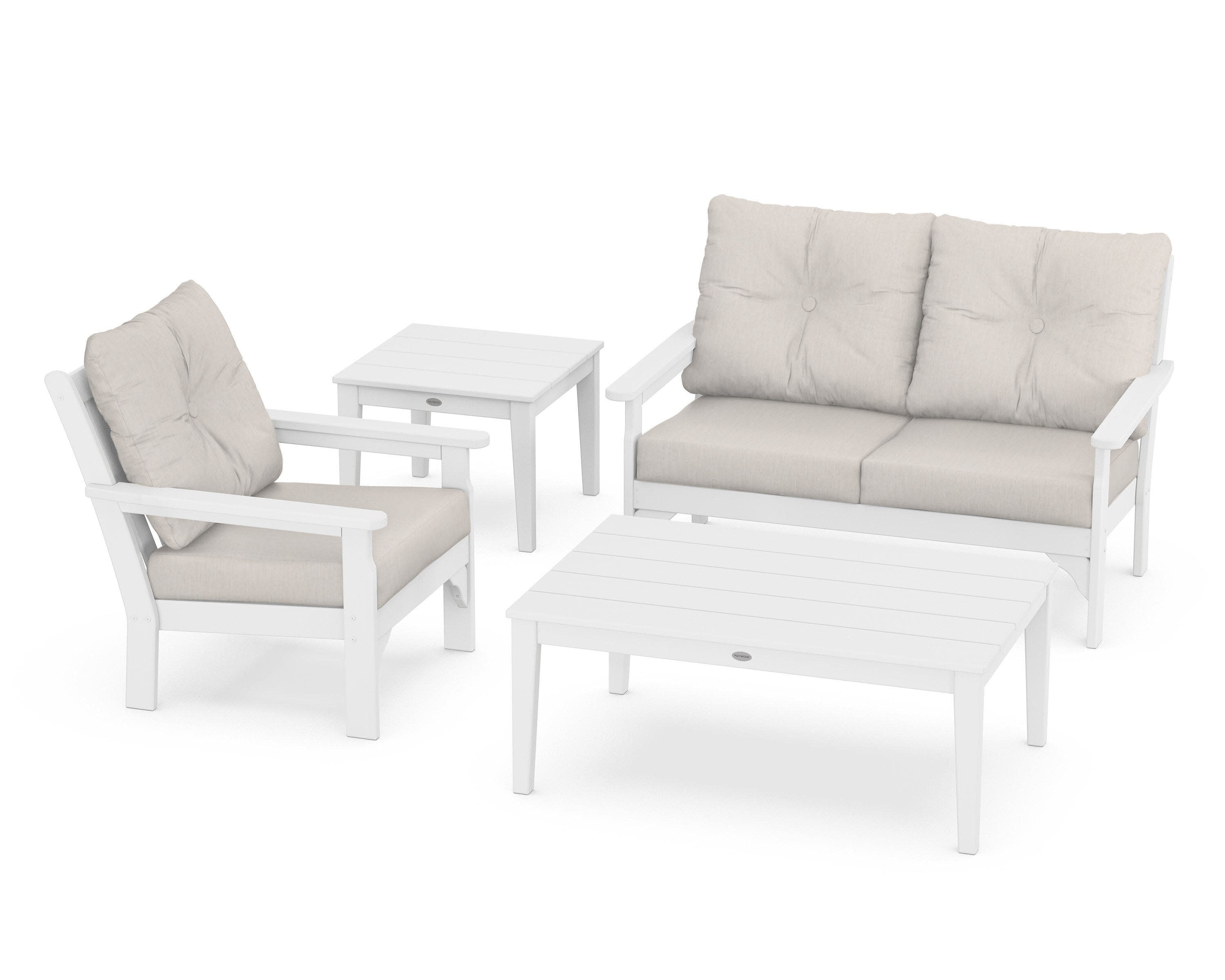Vineyard 4-Piece Deep Seating Set in White / Cast Ash