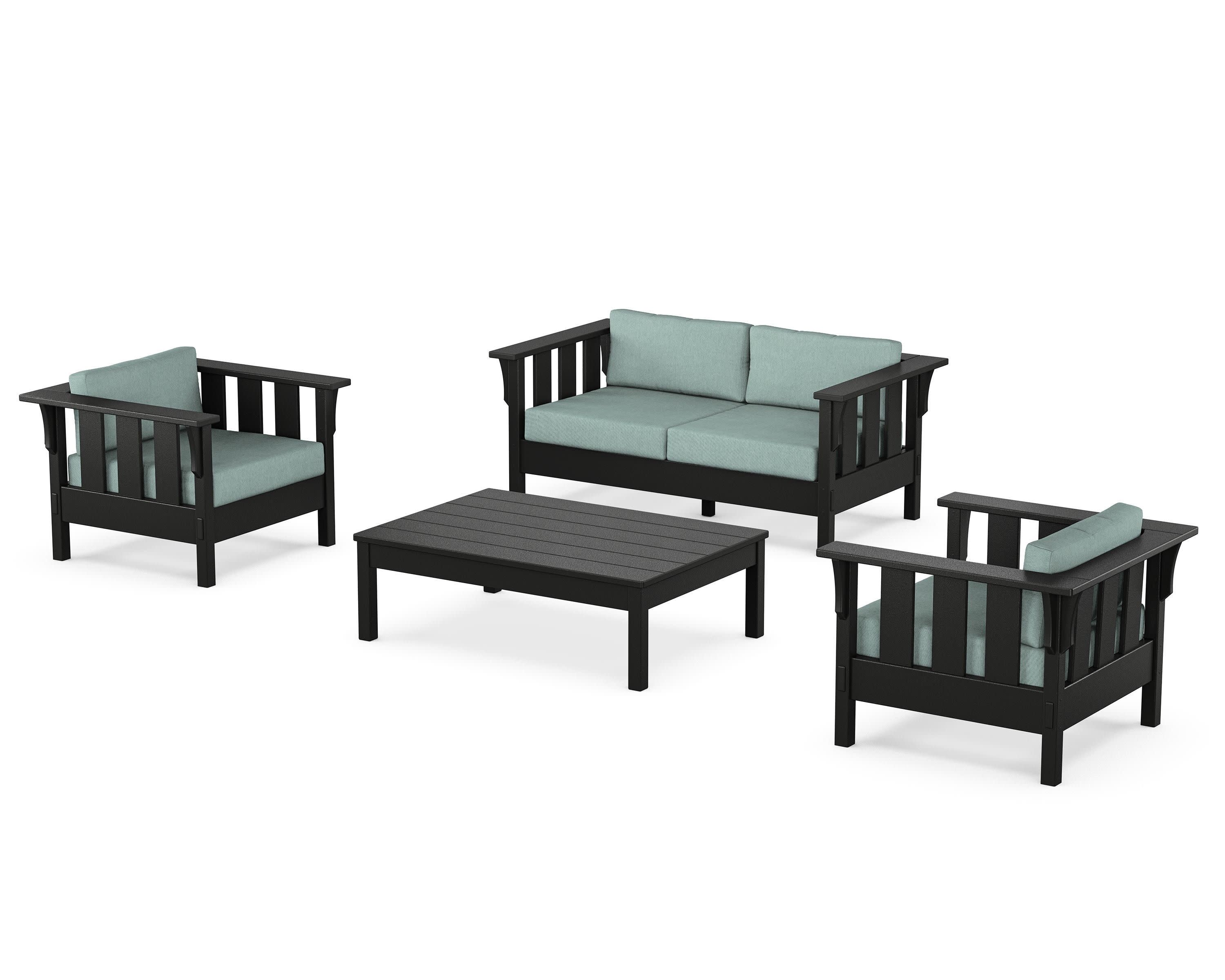 Acadia 4-Piece Deep Seating Set with Loveseat in Black / Glacier Spa