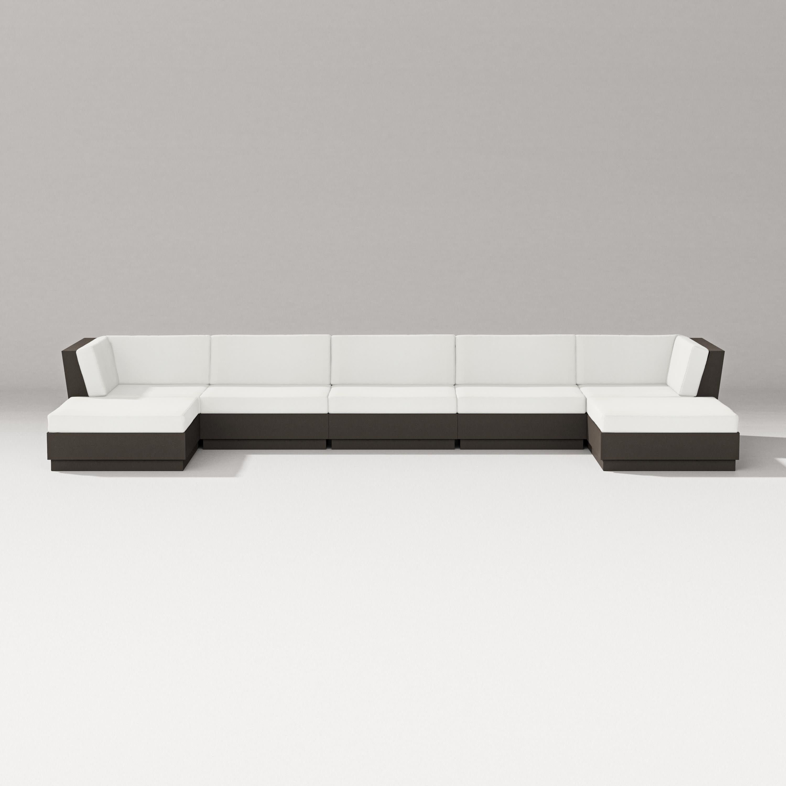 Elevate 7-Piece Double Chaise Sectional in Vintage Coffee / Natural Linen
