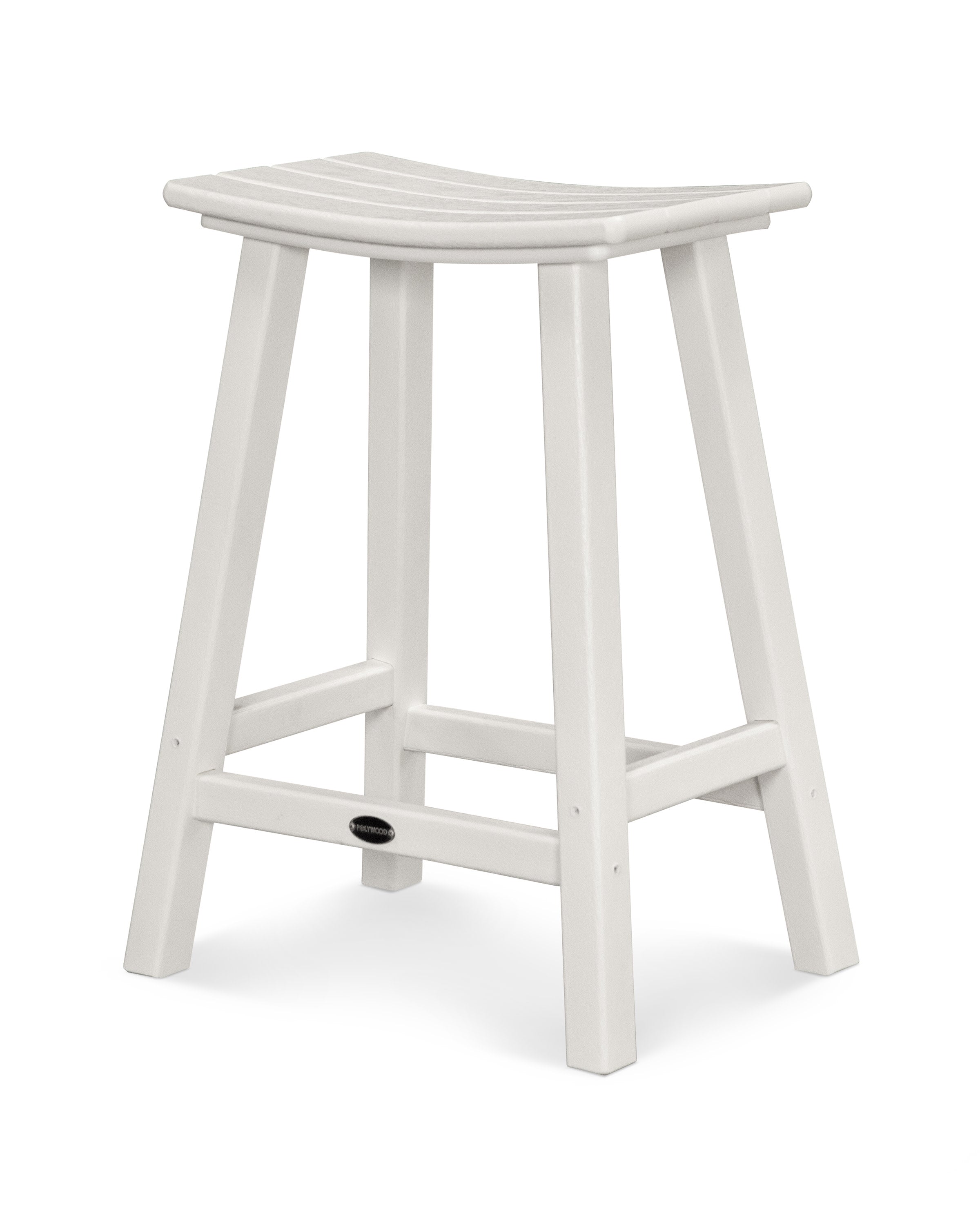 Traditional 24" Saddle Counter Stool in White