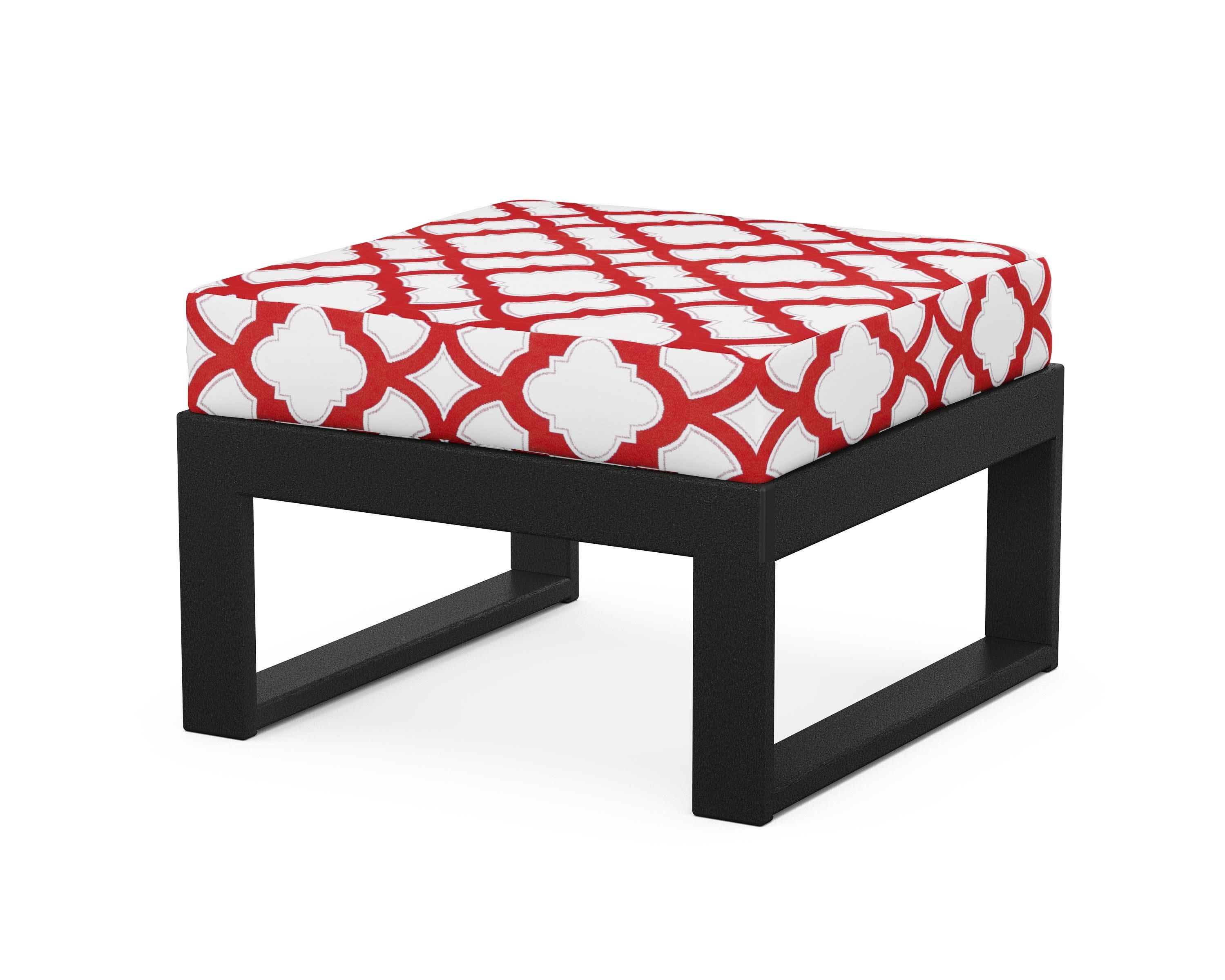 Modular Ottoman - Modern in Black / Trellis Crimson
