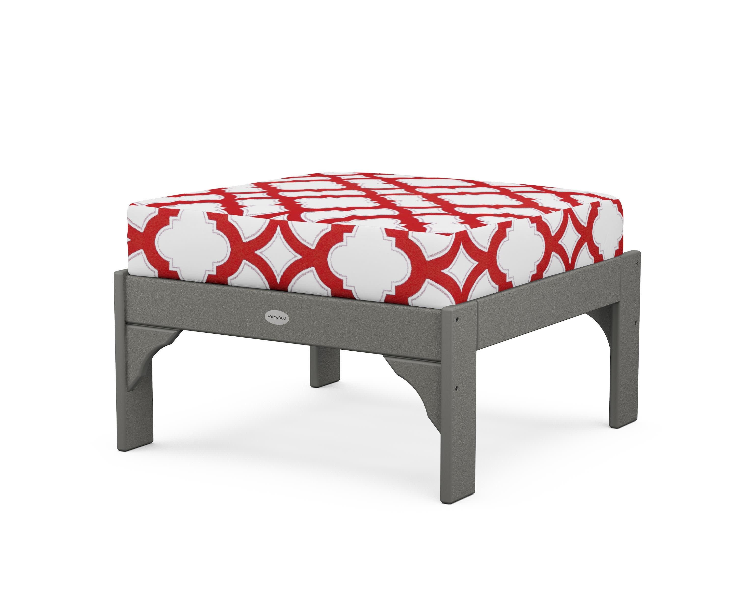 Vineyard Deep Seating Ottoman in Slate Grey / Trellis Crimson