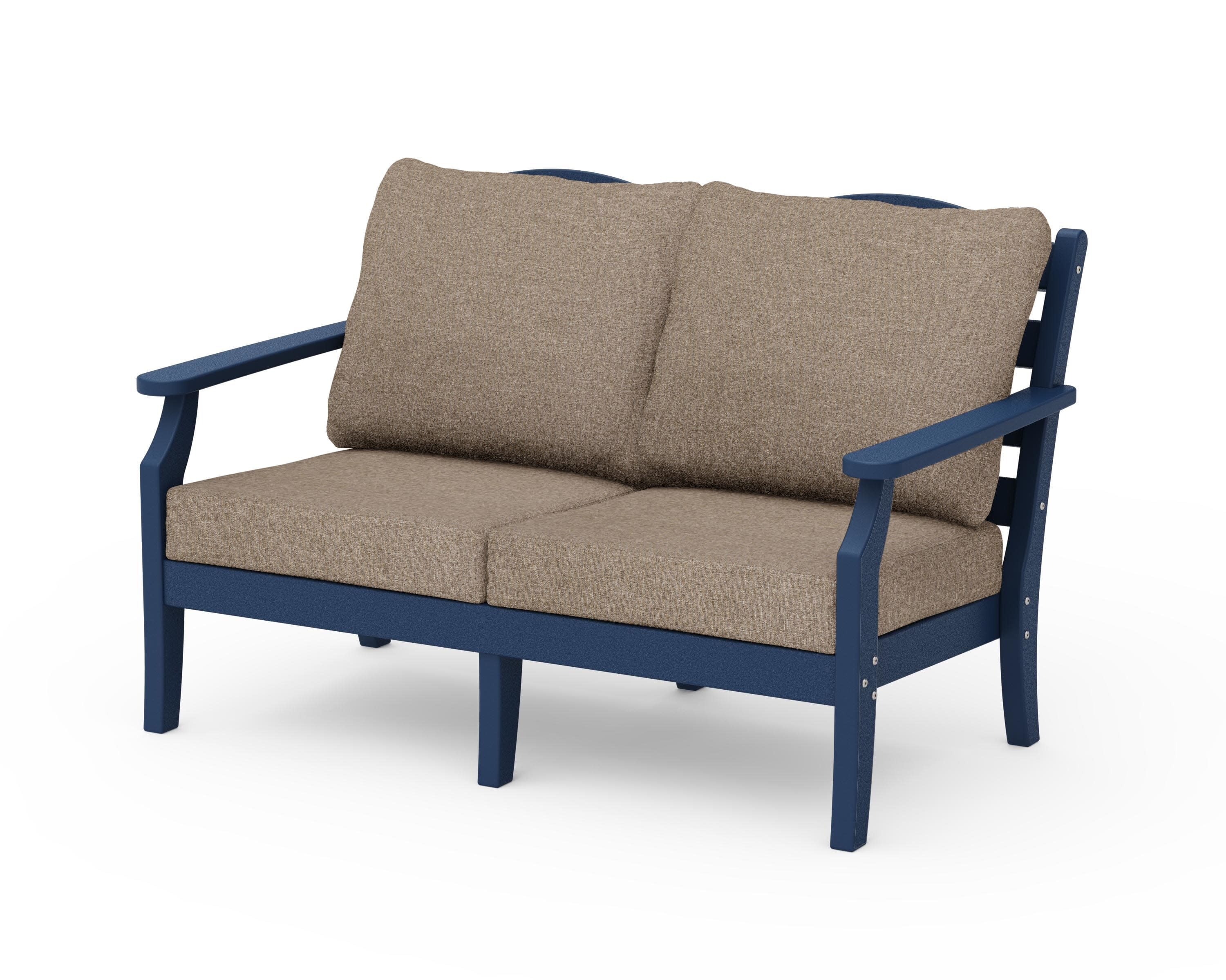 Savannah Deep Seating Loveseat in Navy / Spiced Burlap