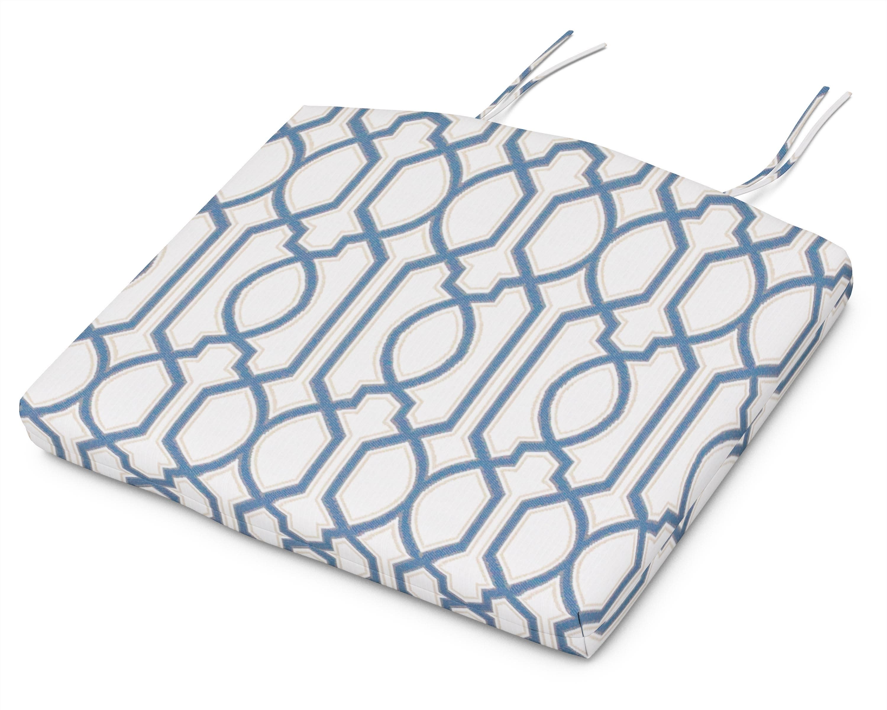 Standard Seat Cushion 18.5"D x 24"W x 2.5"H in Chelsey Trellis Cobalt