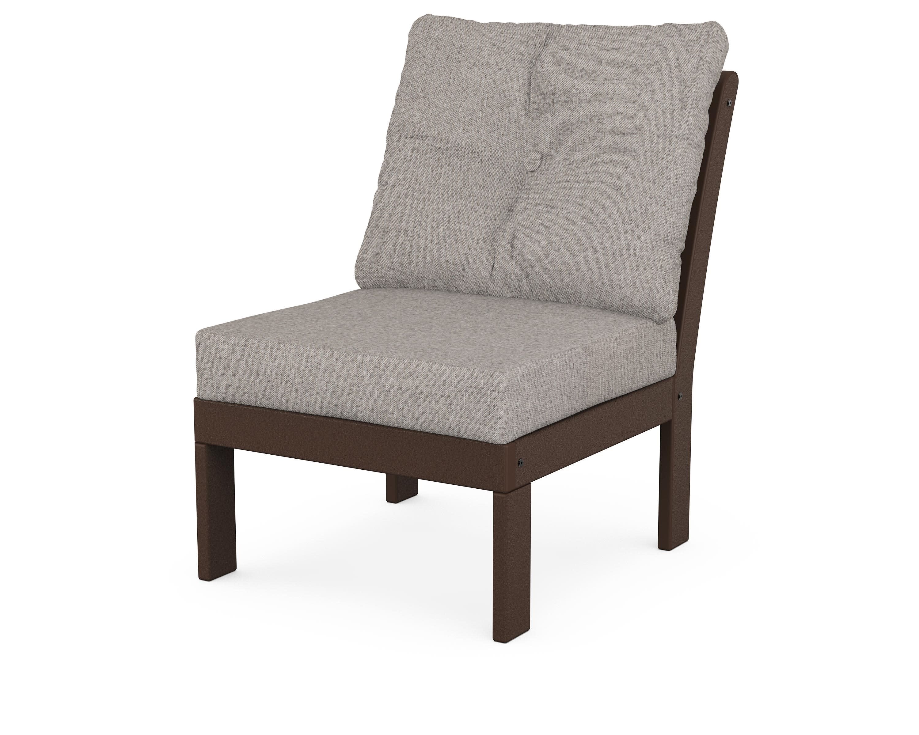 Vineyard Modular Armless Chair in Mahogany / Weathered Tweed