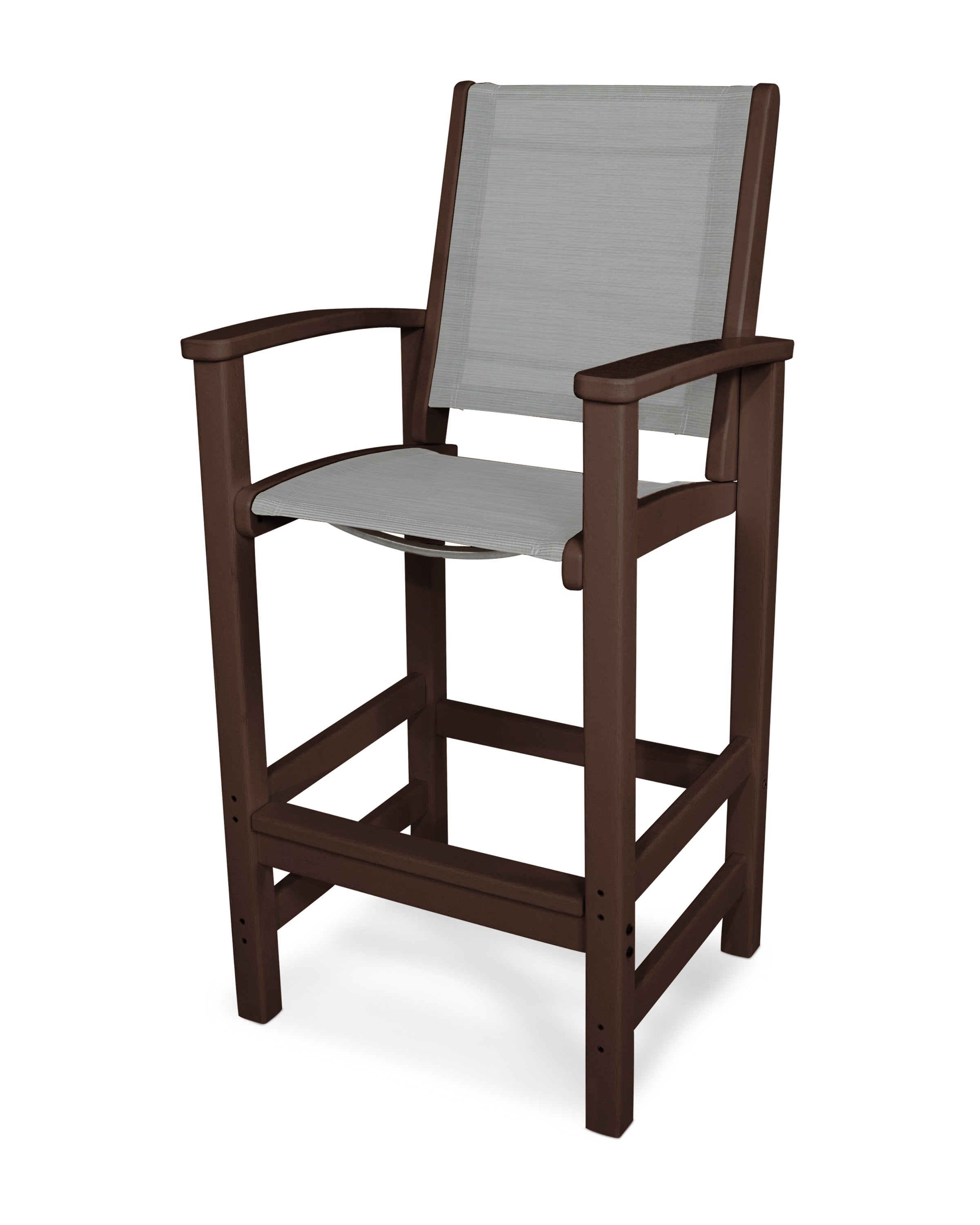 Coastal Bar Chair in Mahogany / Metallic Sling