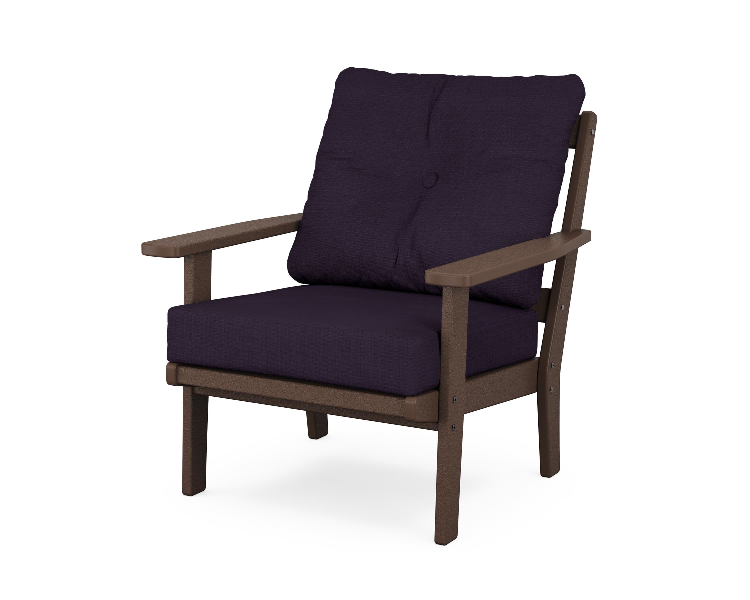 Oxford Deep Seating Chair in Mahogany / Navy Linen