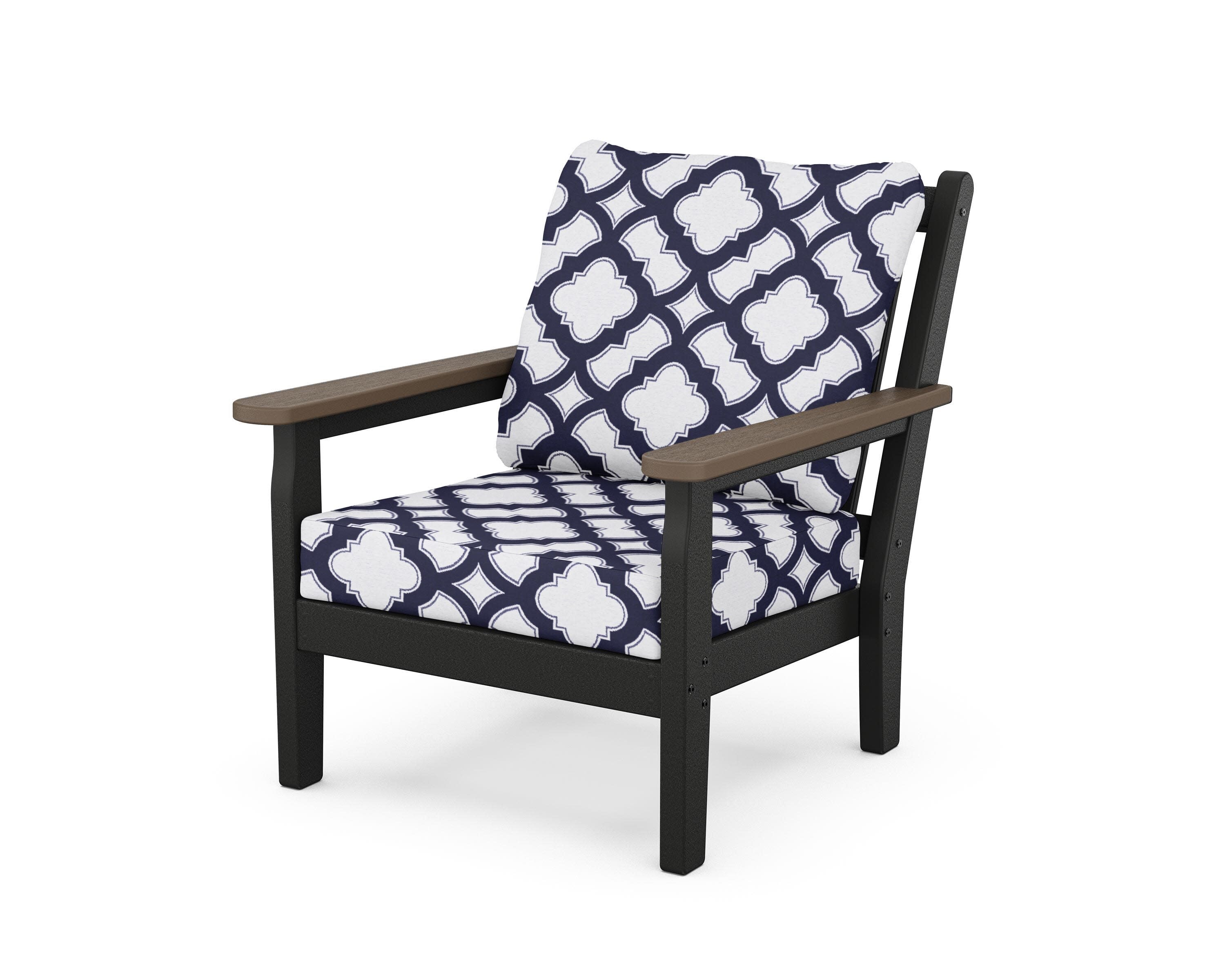 Chippendale Deep Seating Chair in Black / Kona / Trellis Navy