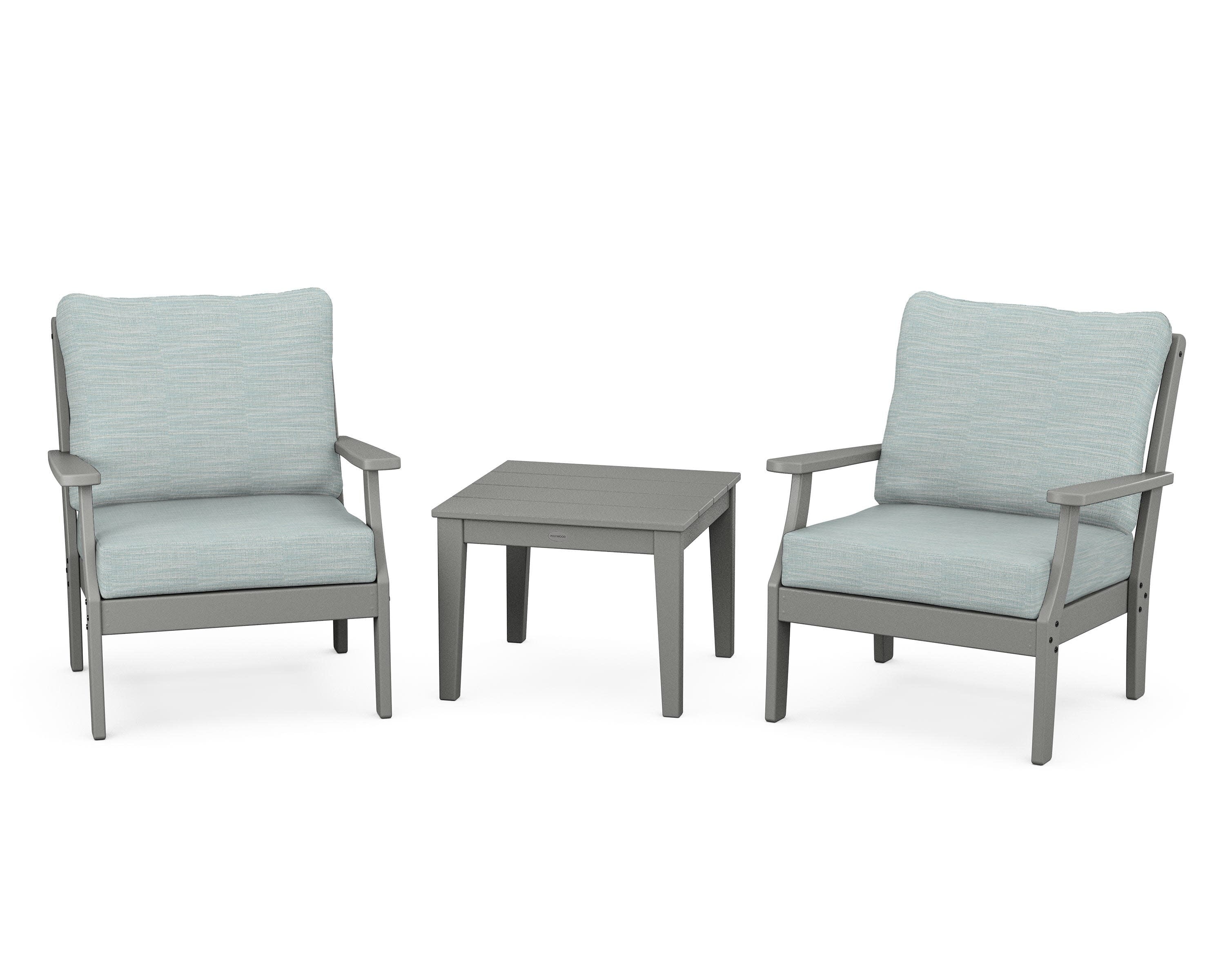 Braxton 3-Piece Deep Seating Set in Slate Grey / Soothe Mist