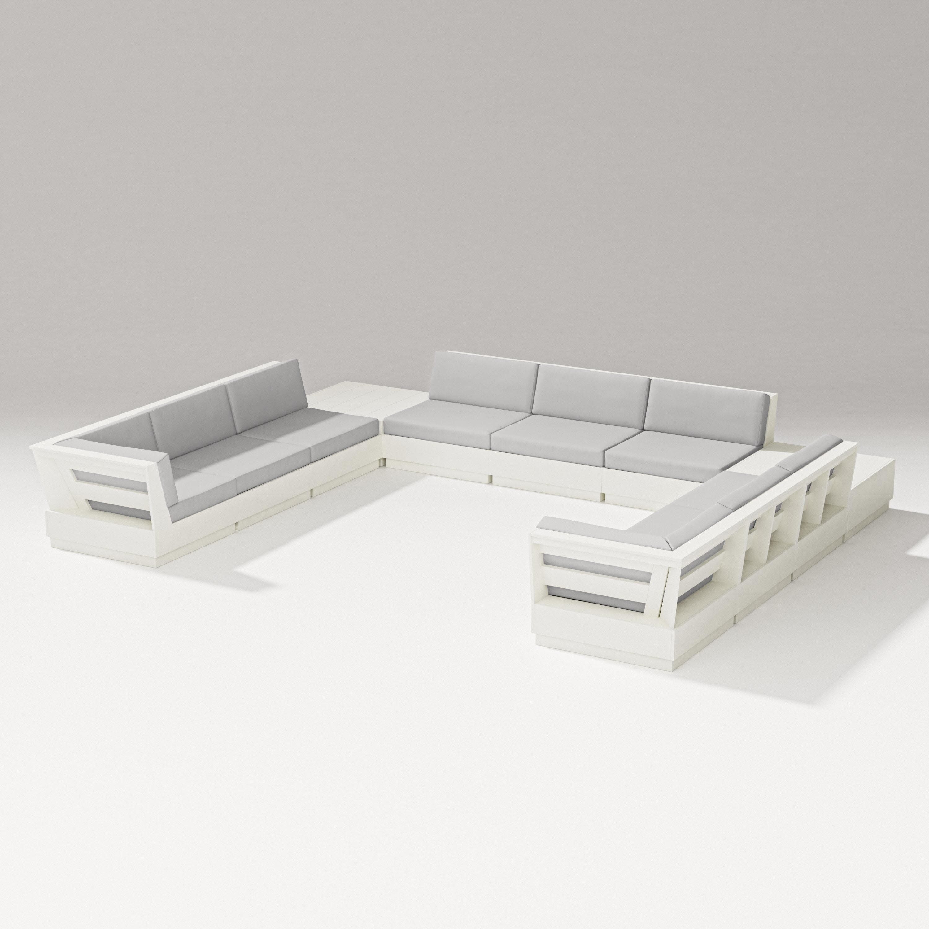 Elevate 11-Piece U-Shaped Sofa Sectional in Vintage White / Diamond in the Rough