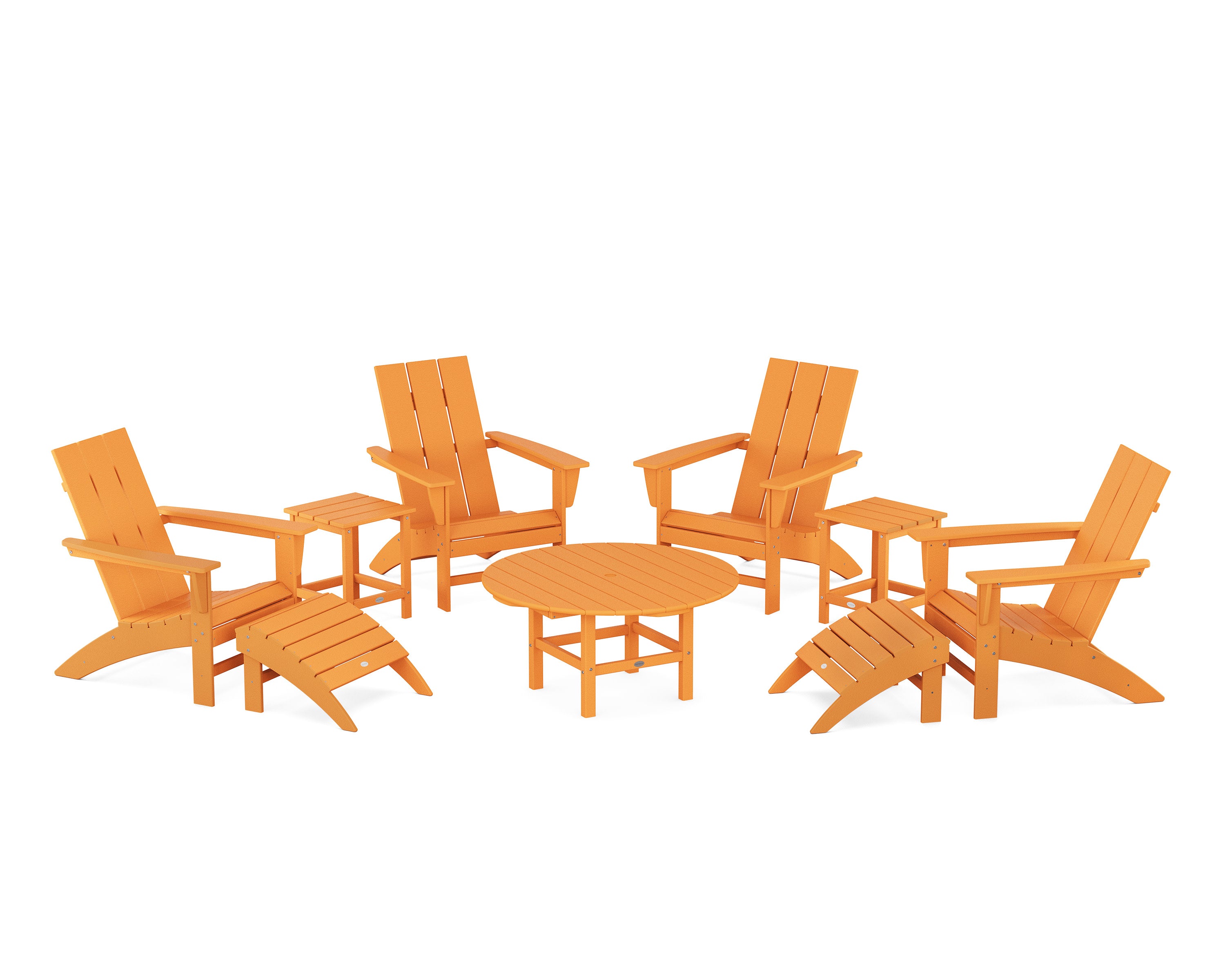 Modern Adirondack Chair 9-Piece Conversation Set in Tangerine