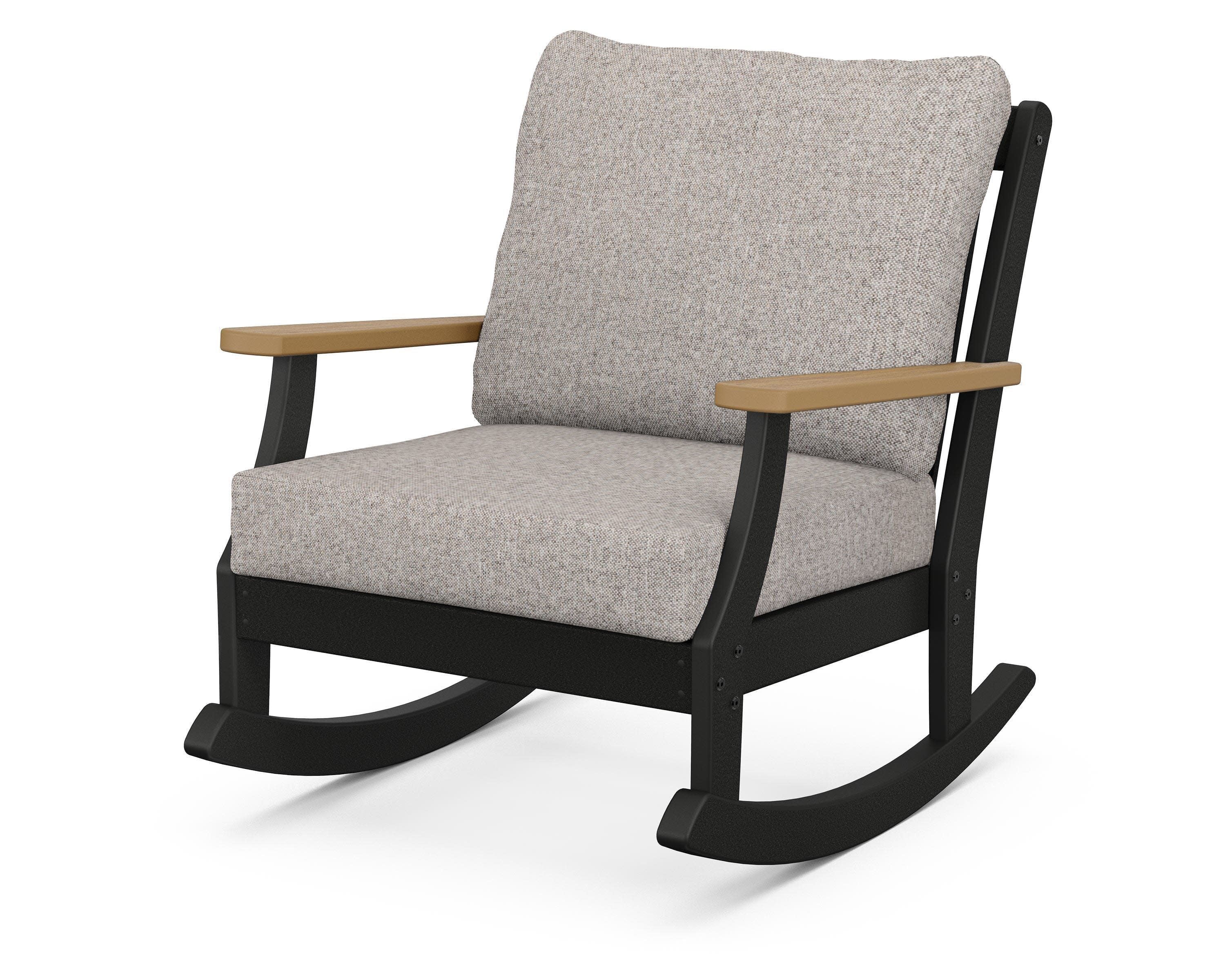Braxton Deep Seating Rocking Chair in Black / Natural / Weathered Tweed
