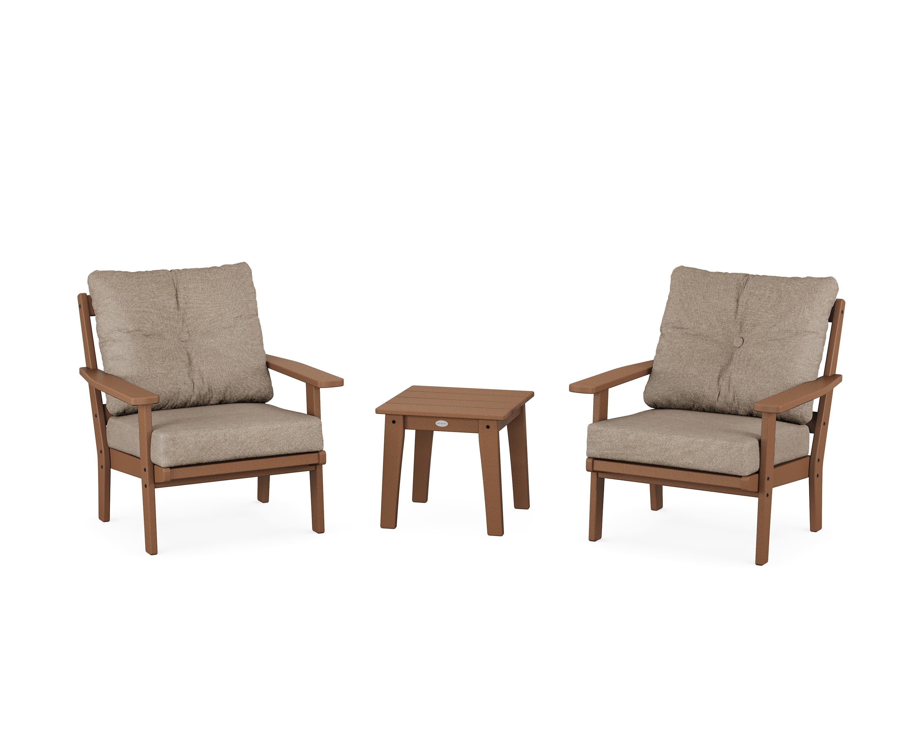 Oxford 3-Piece Deep Seating Set in Teak / Spiced Burlap