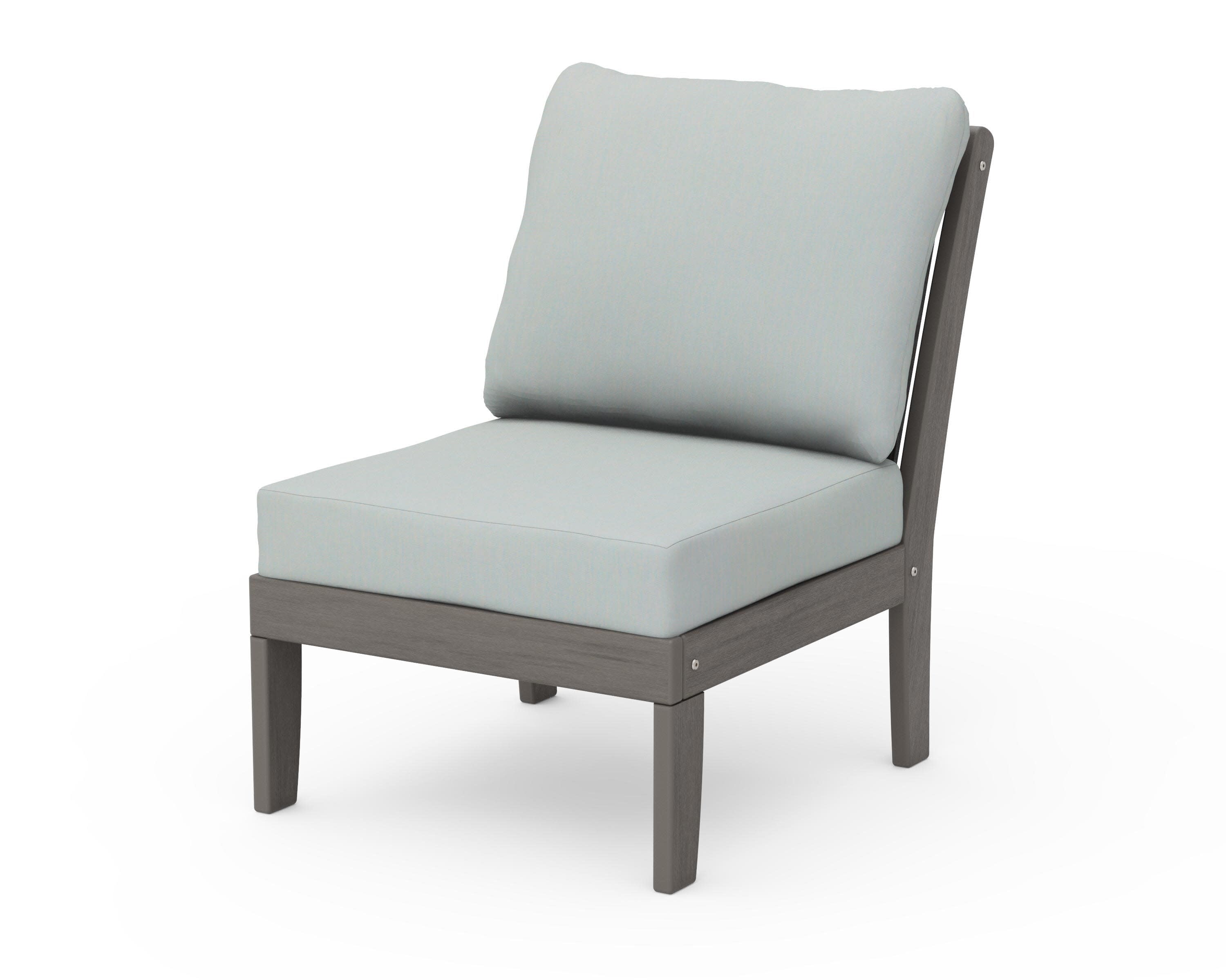 Braxton Modular Armless Chair in Driftwood / Spa