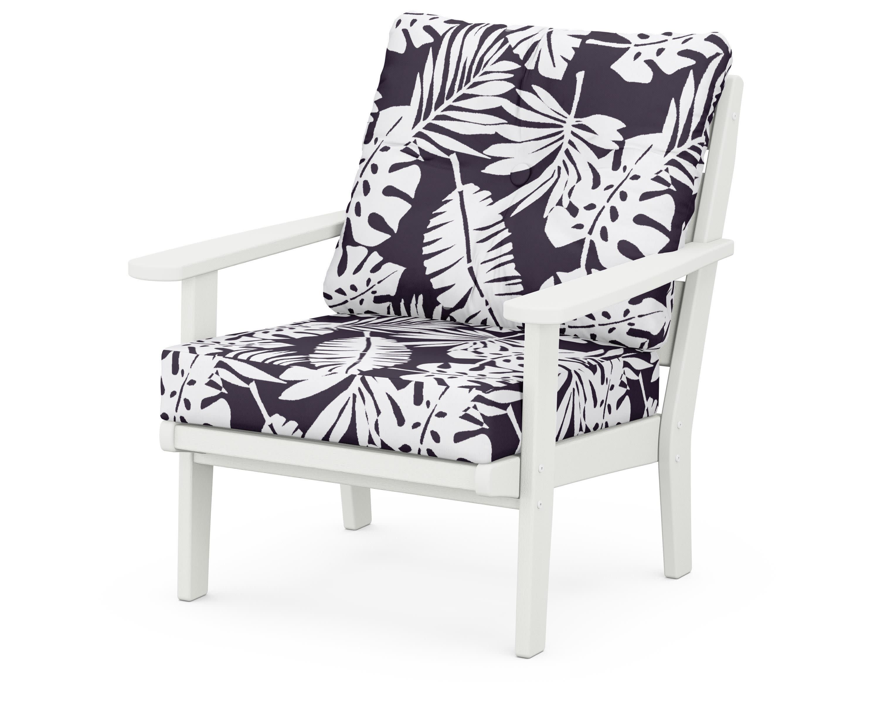Lakeside Deep Seating Chair in Vintage White / Leaf Navy