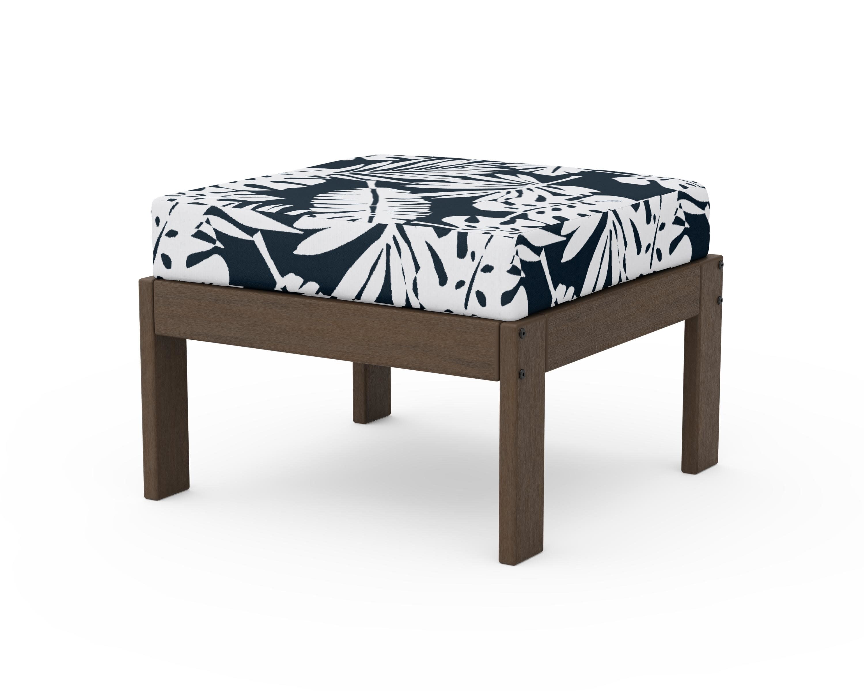 Vineyard Modular Ottoman in Kona / Leaf Marine Indigo