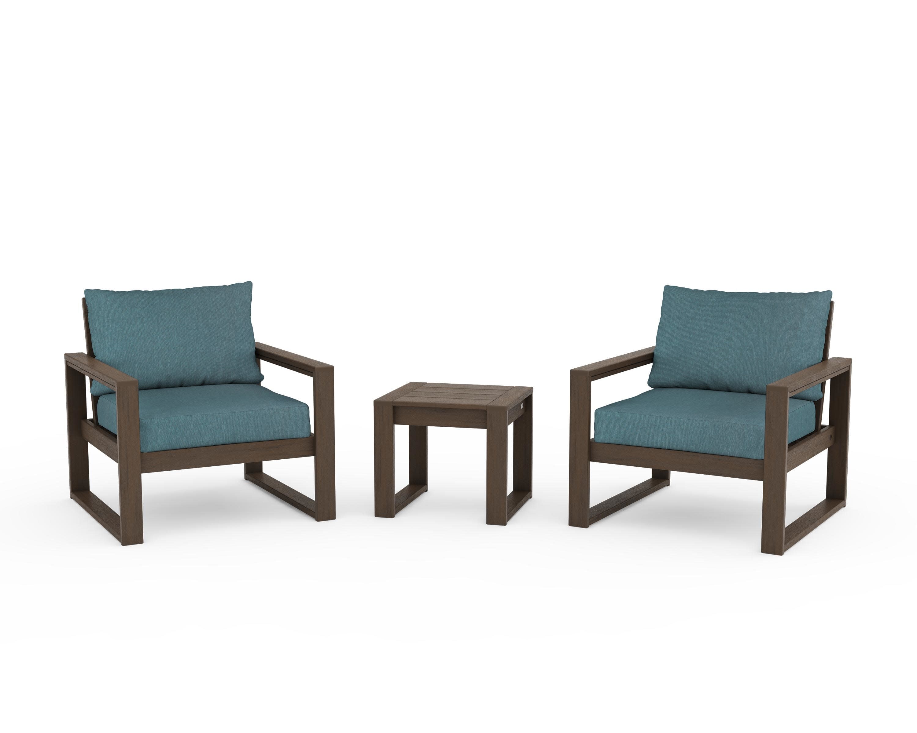 EDGE Sectional 3-Piece Deep Seating Set in Kona / Ocean Teal