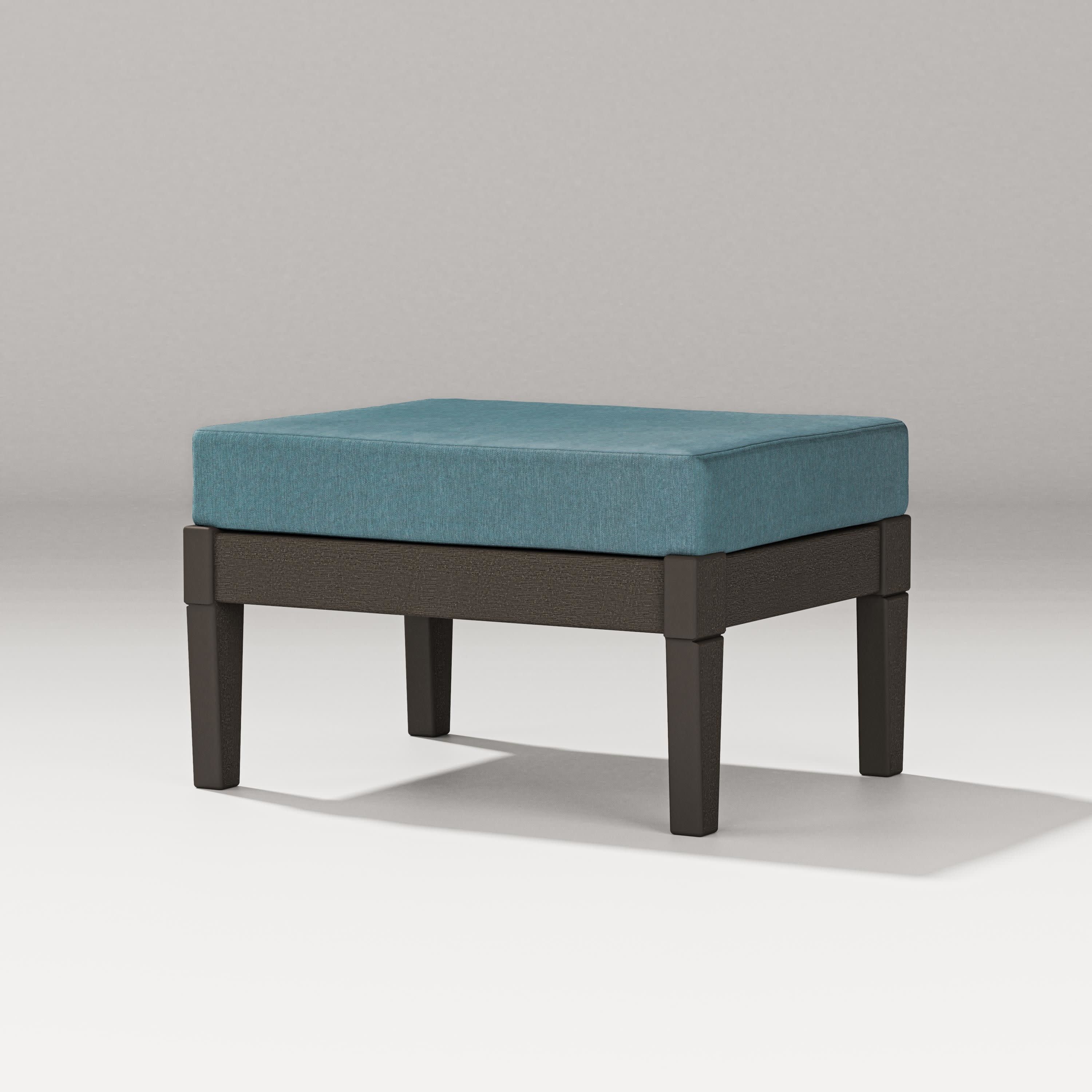 Estate Lounge Ottoman in Vintage Coffee / Ocean Teal