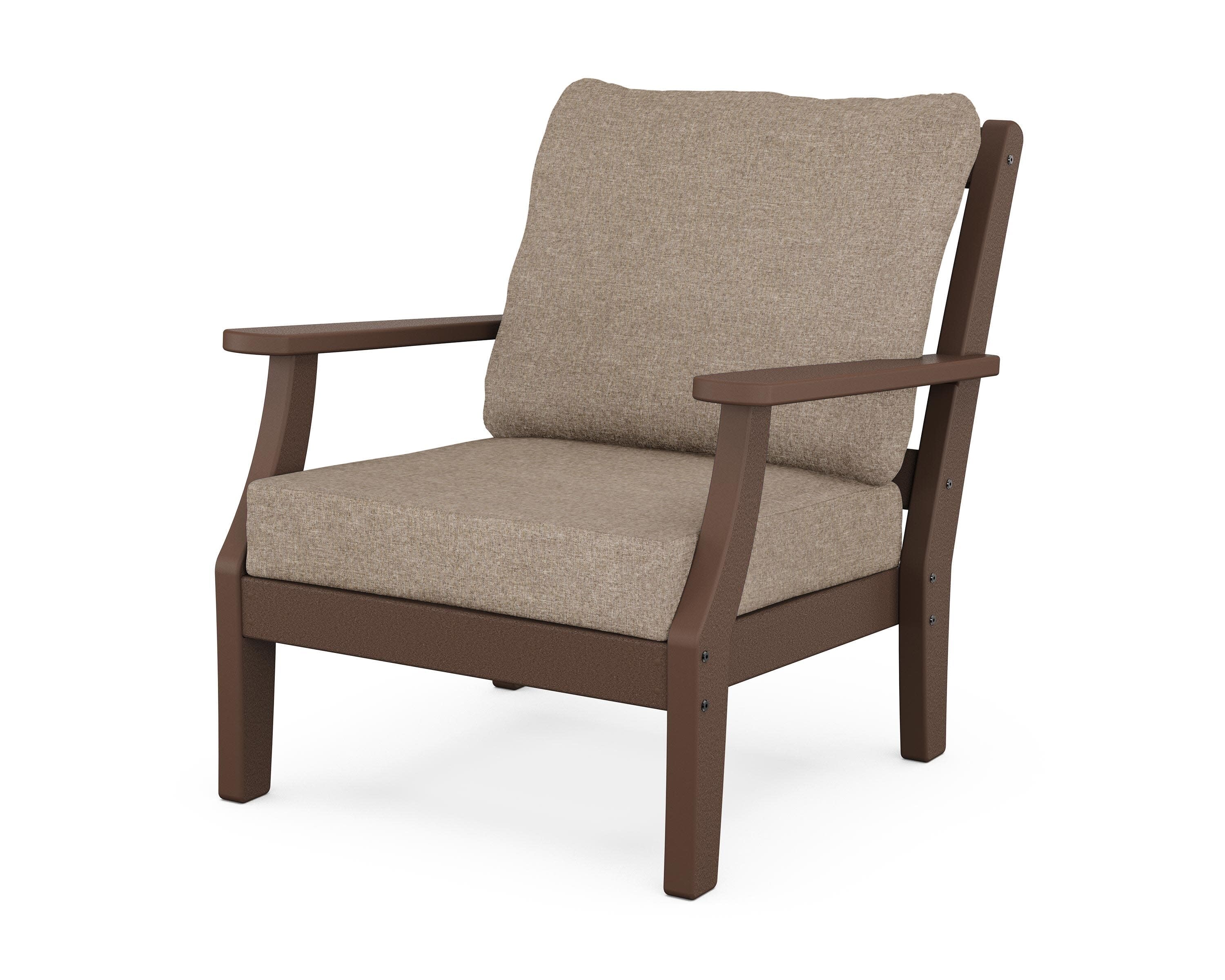 Chinoiserie Deep Seating Chair in Mahogany / Spiced Burlap