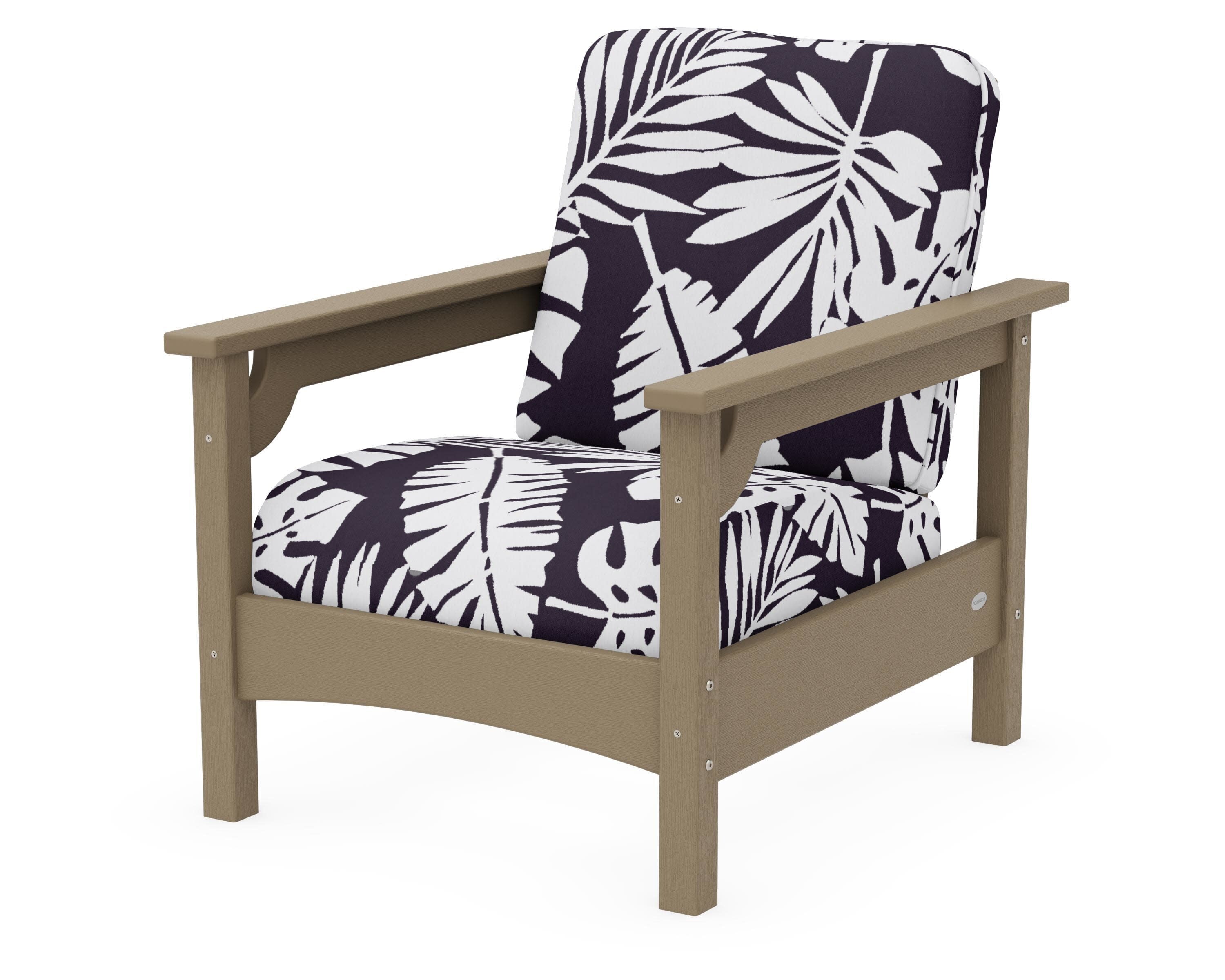 Club Chair in Vintage Sahara / Leaf Navy
