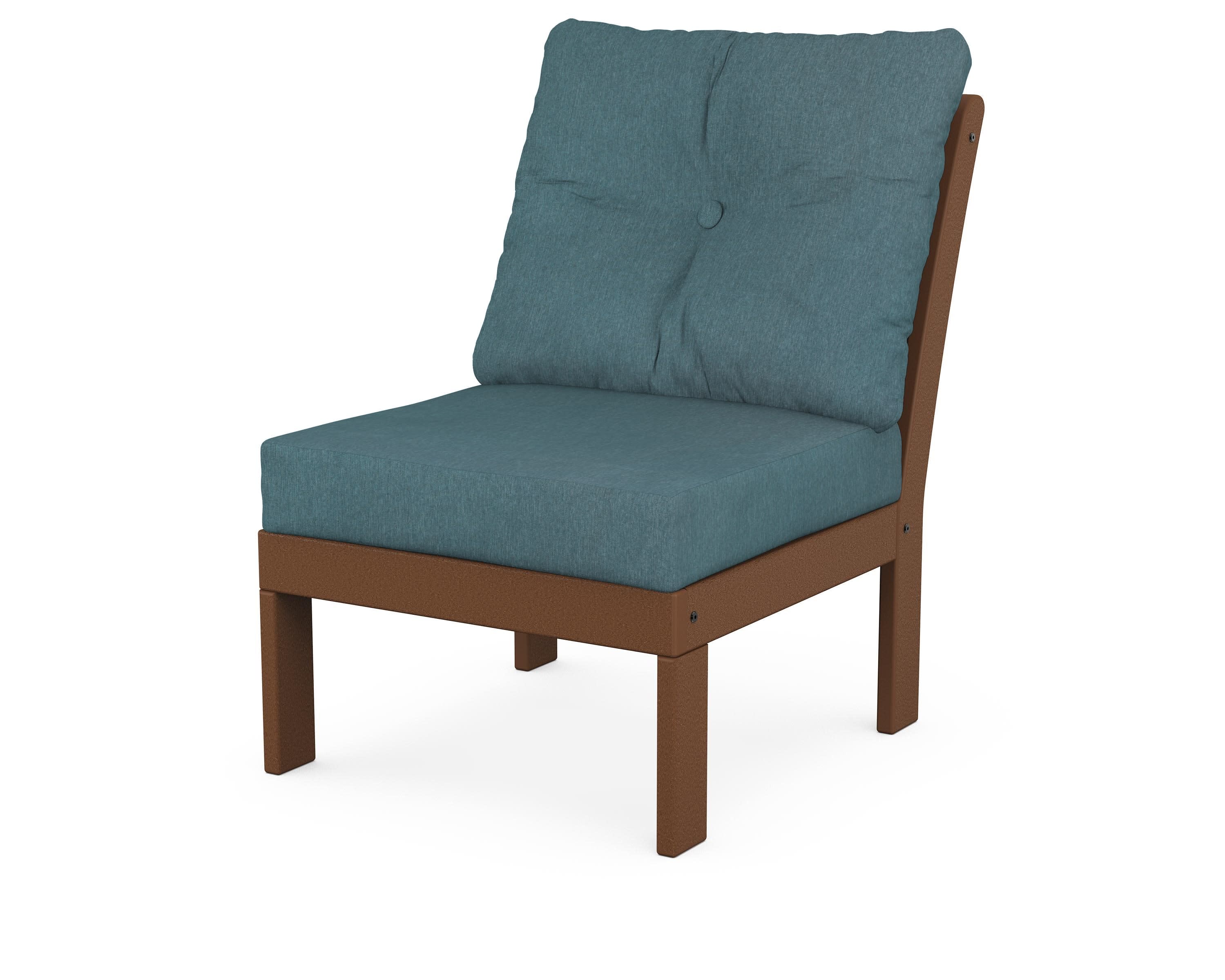 Vineyard Modular Armless Chair in Teak / Ocean Teal