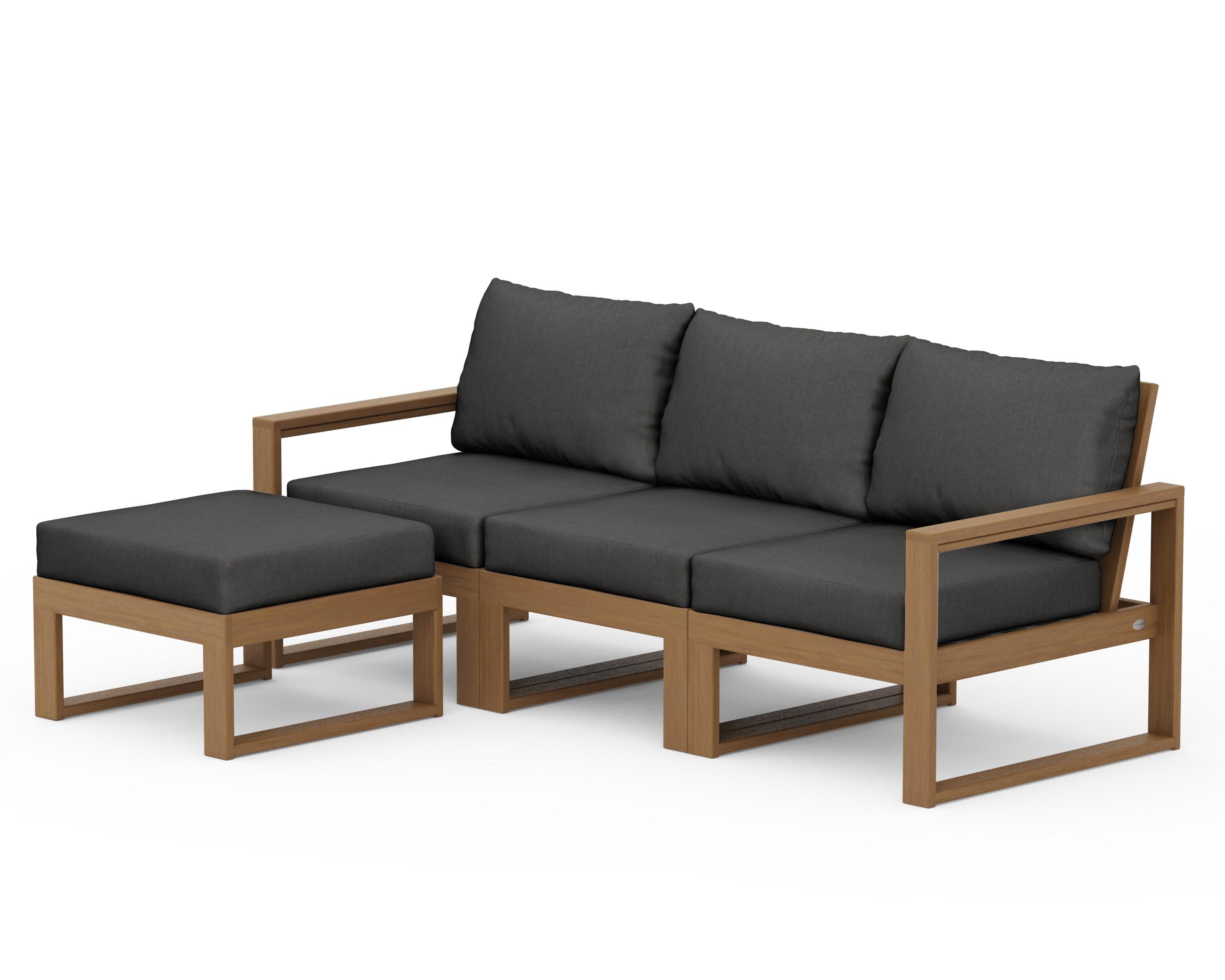 EDGE 4-Piece Modular Deep Seating Set with Ottoman in Natural / Spectrum Carbon