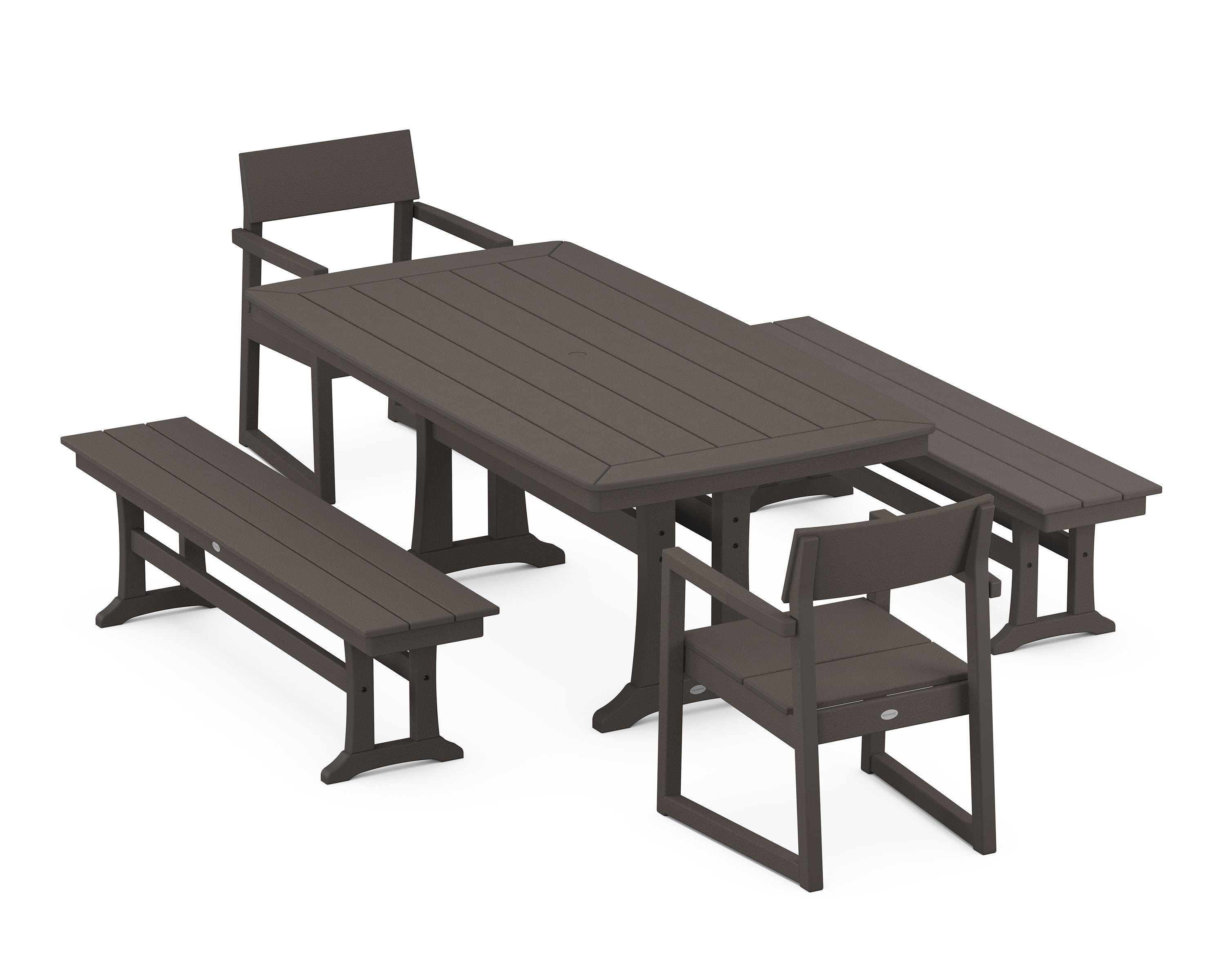 EDGE 5-Piece Dining Set with Trestle Legs in Vintage Coffee