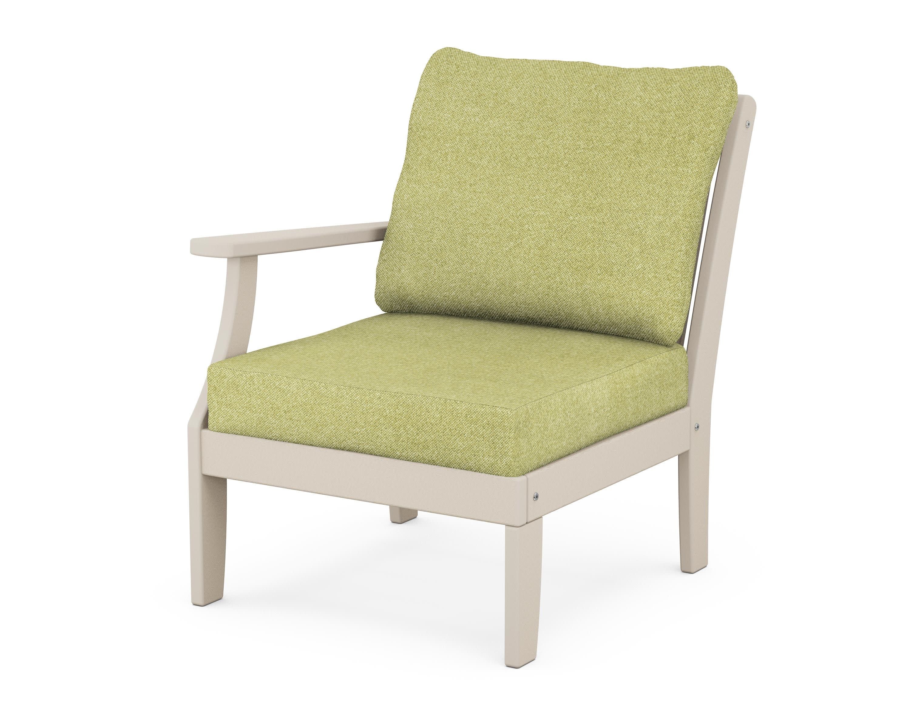 Braxton Modular Left Arm Chair in Sand / Chartreuse Boucle