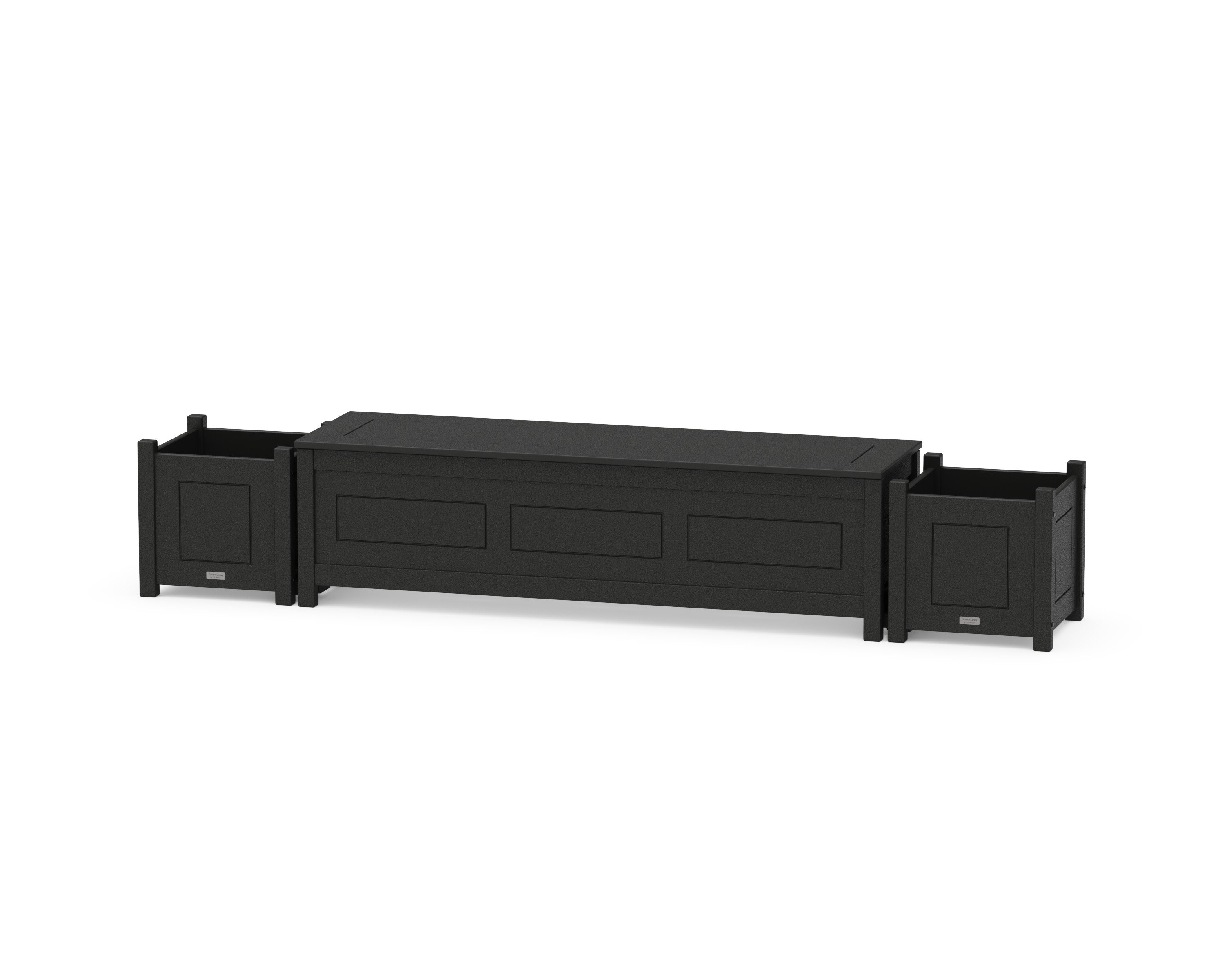60" Country Living Straight Planter Storage Bench Set in Black