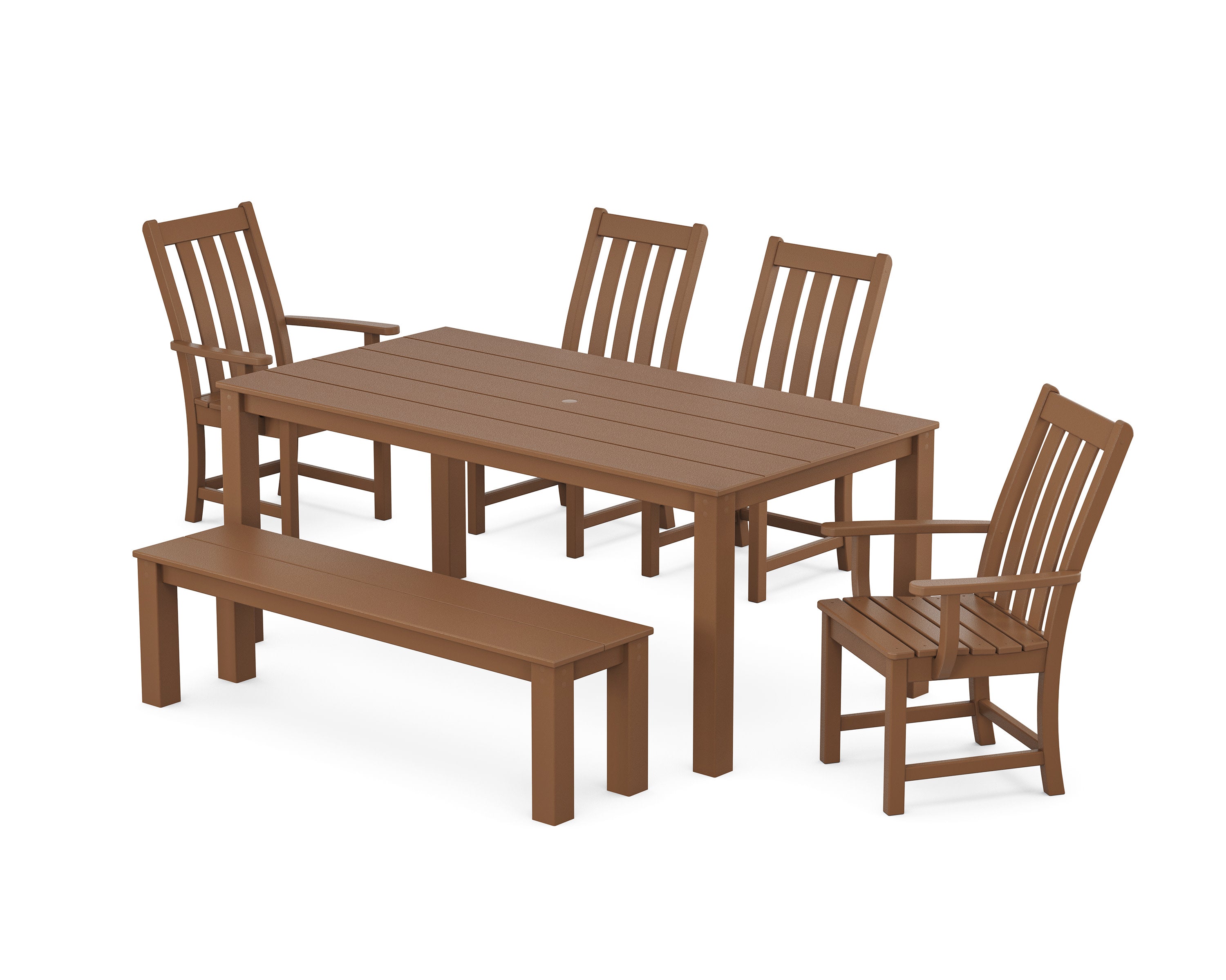 Vineyard 6-Piece Parsons Dining Set with Bench in Teak