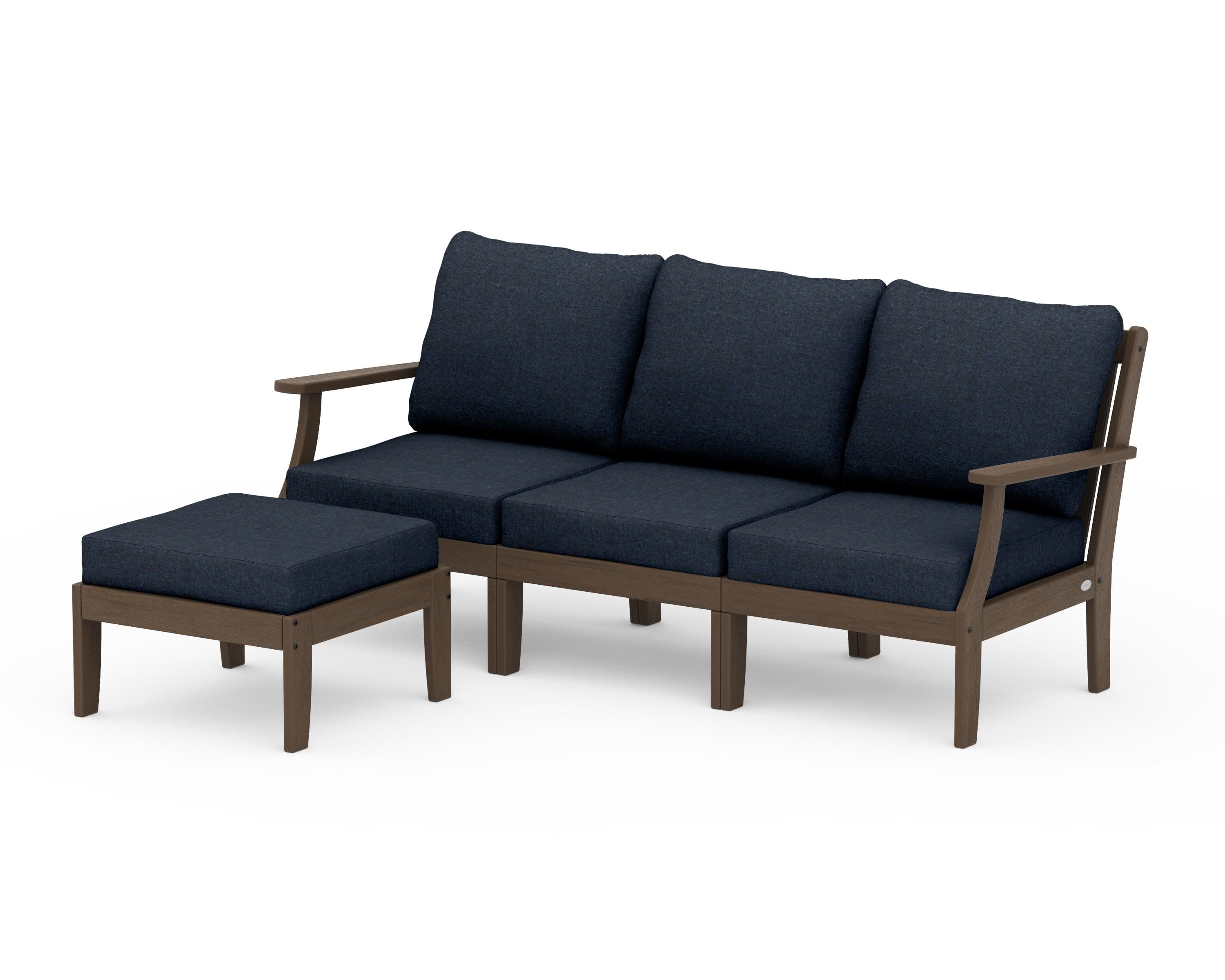Braxton Modular 4-Piece Deep Seating Set with Ottoman in Kona / Marine Indigo