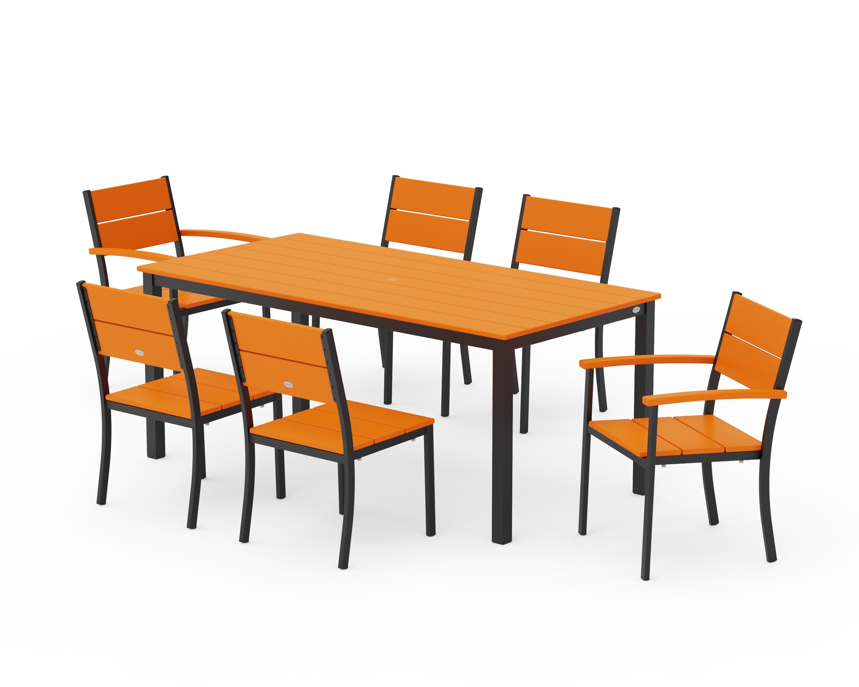 Main Street 7-Piece Dining Set in Black / Tangerine