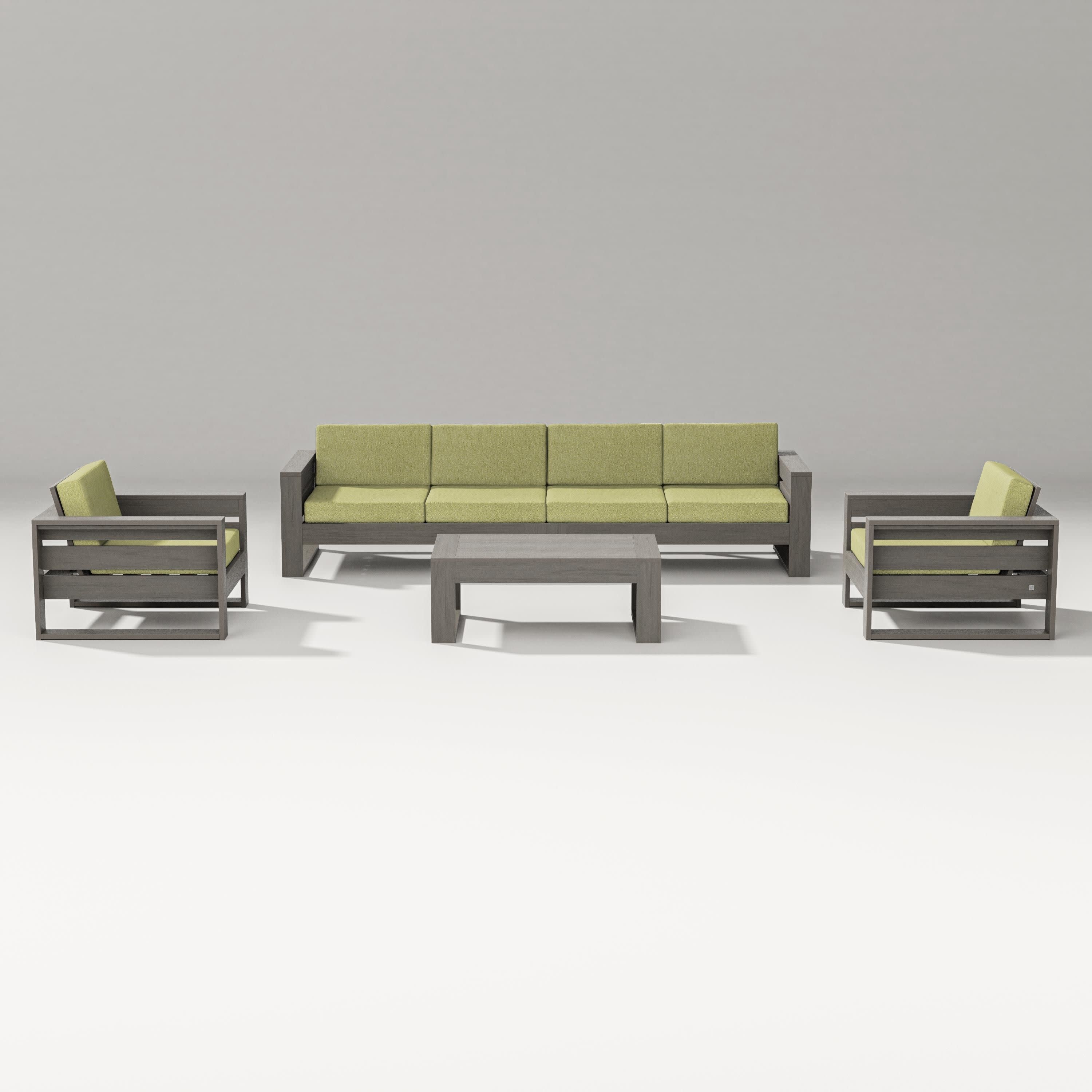Latitude 5-Piece Lounge Sofa Set in Driftwood / Chartreuse Boucle