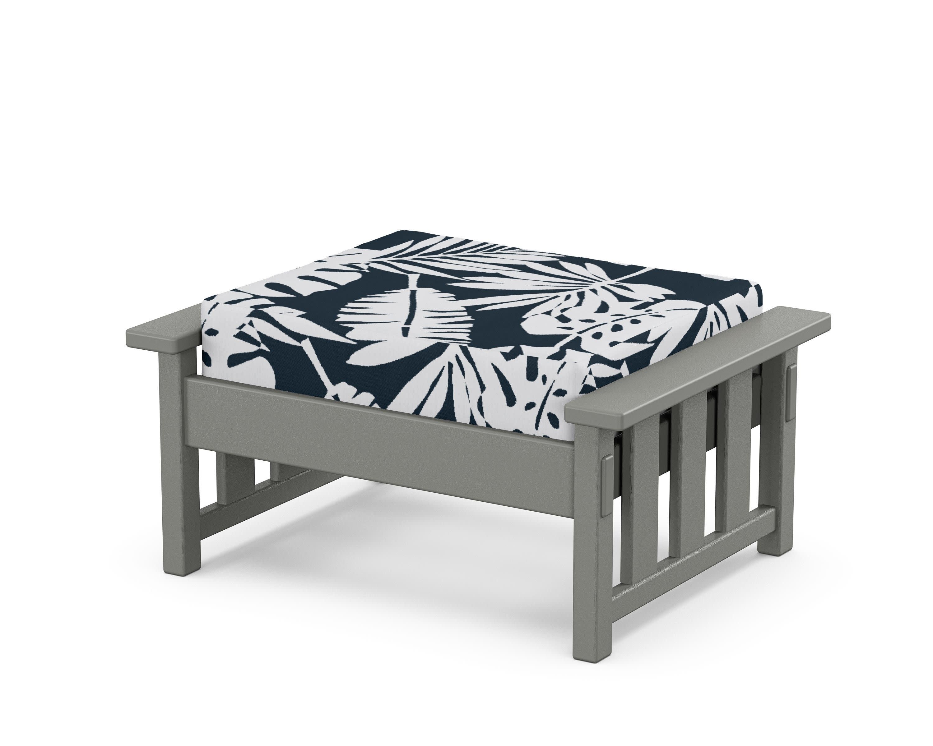 Acadia Deep Seating Ottoman in Slate Grey / Leaf Marine Indigo